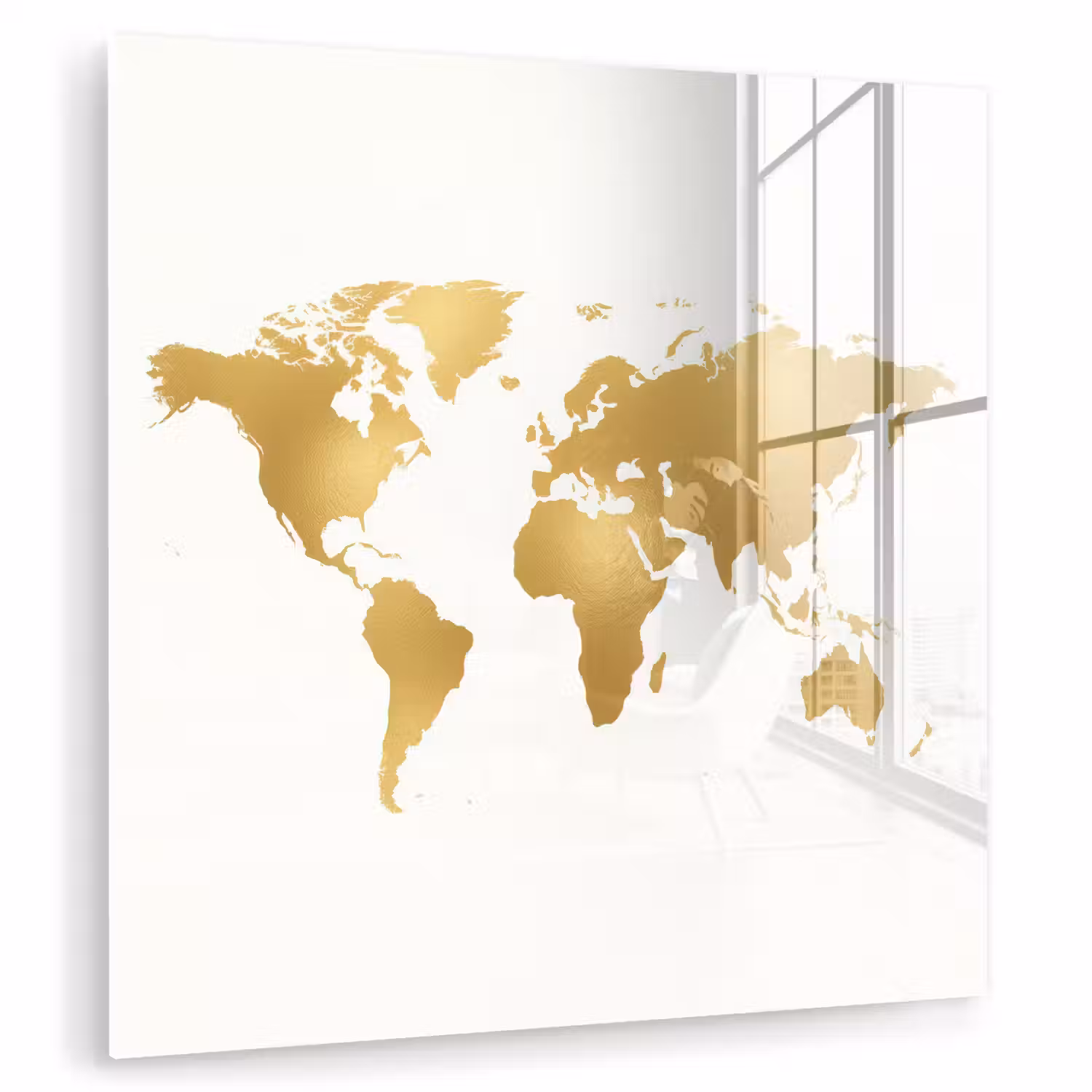 Wereldkaart - Metallic - Modern plexiglas 5mm klein -zzzproduct_nieuw