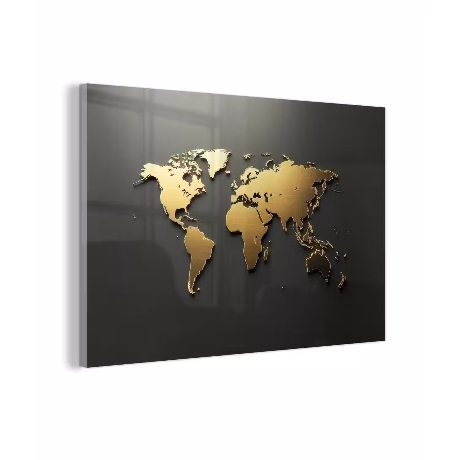 Wereldkaart - Minimalistisch - Gouden afwerking plexiglas 5mm klein -zzzproduct_nieuw