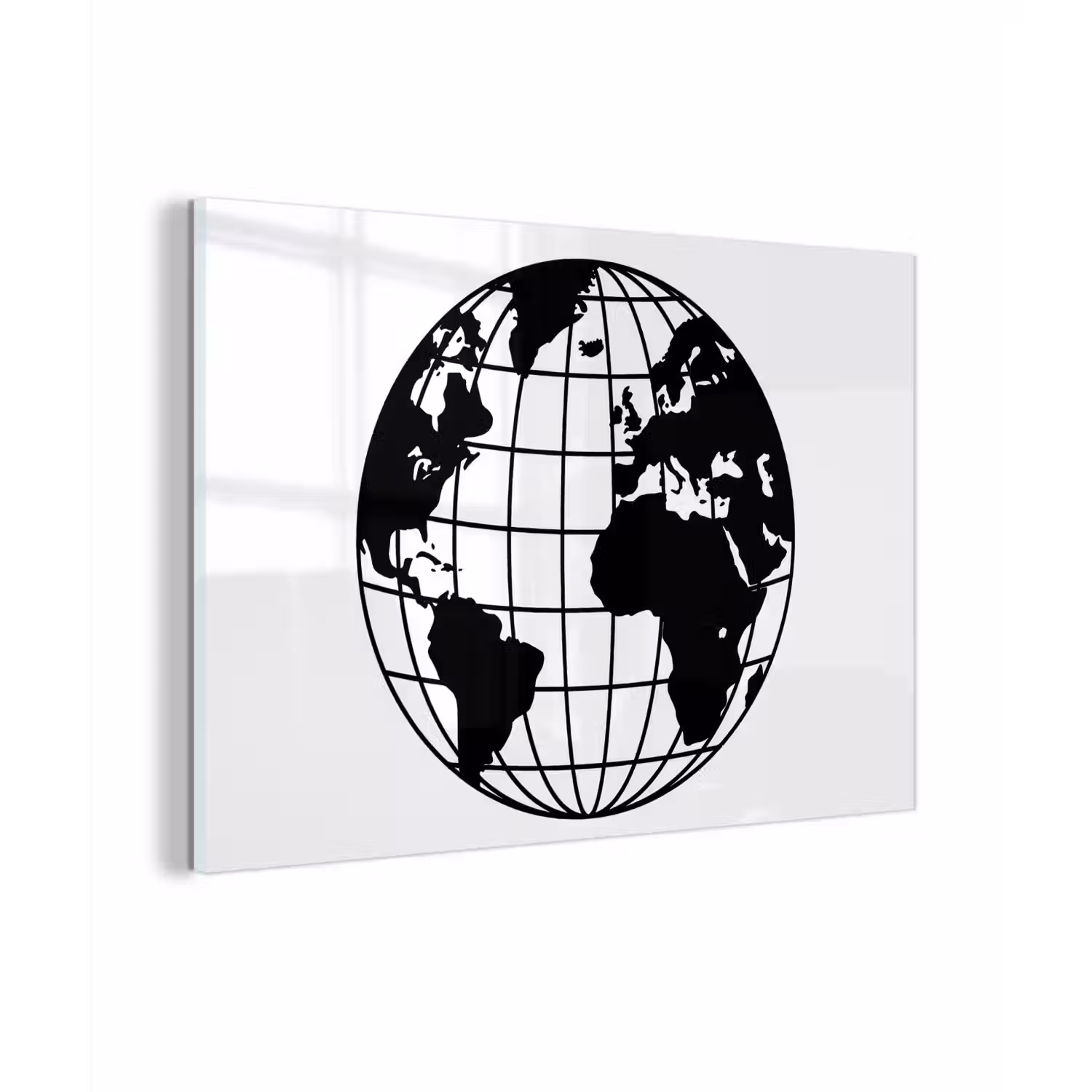 Wereldkaart - Minimalistisch - Zwart - Wit plexiglas 5mm klein -zzzproduct_nieuw