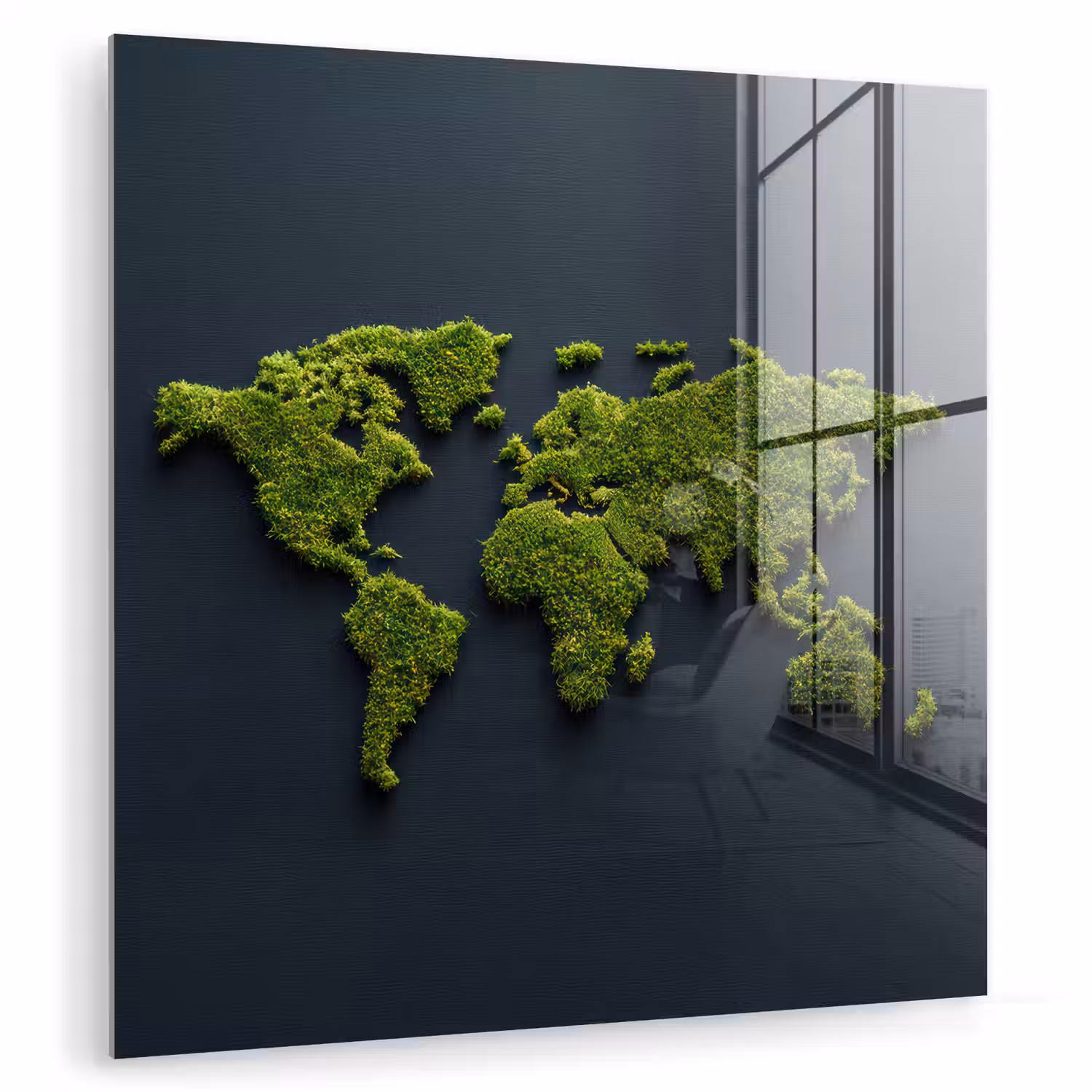Wereldkaart - Mos -Levendig effect plexiglas 5mm klein -zzzproduct_nieuw