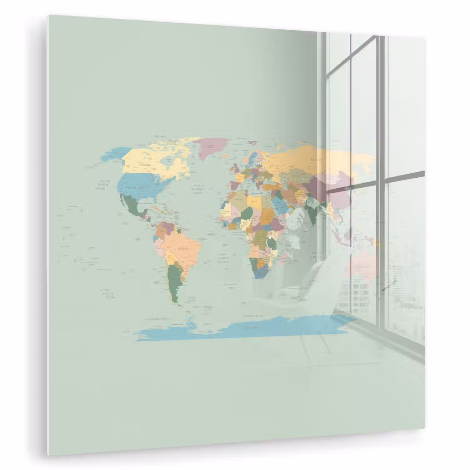Wereldkaart - Realistisch - Kaart plexiglas 5mm klein -zzzproduct_nieuw