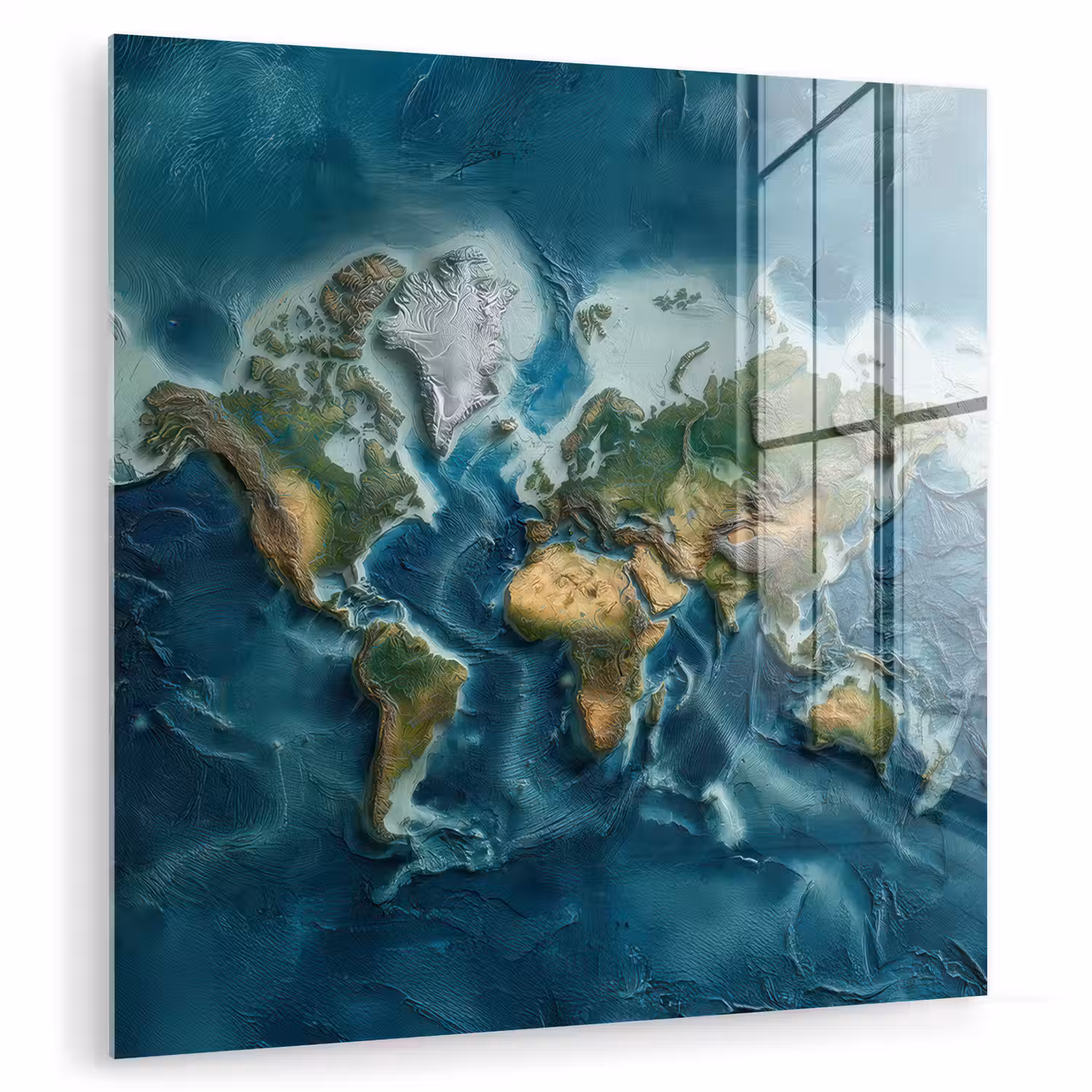 Wereldkaart - Realistisch - Contouren plexiglas 5mm klein -zzzproduct_nieuw