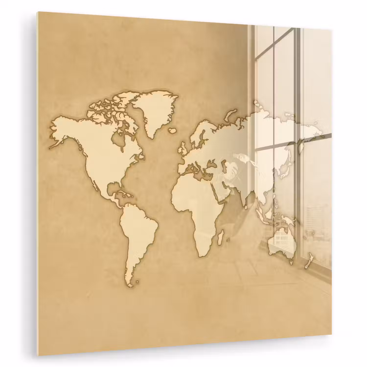 Wereldkaart - reliëfeffect - klassiek plexiglas 5mm klein -zzzproduct_nieuw