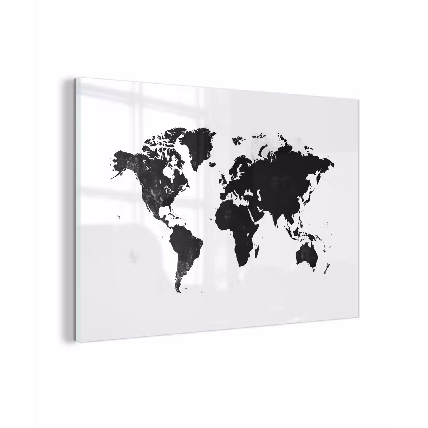 Wereldkaart - Zwart - Wit - Strak plexiglas 5mm klein -zzzproduct_nieuw