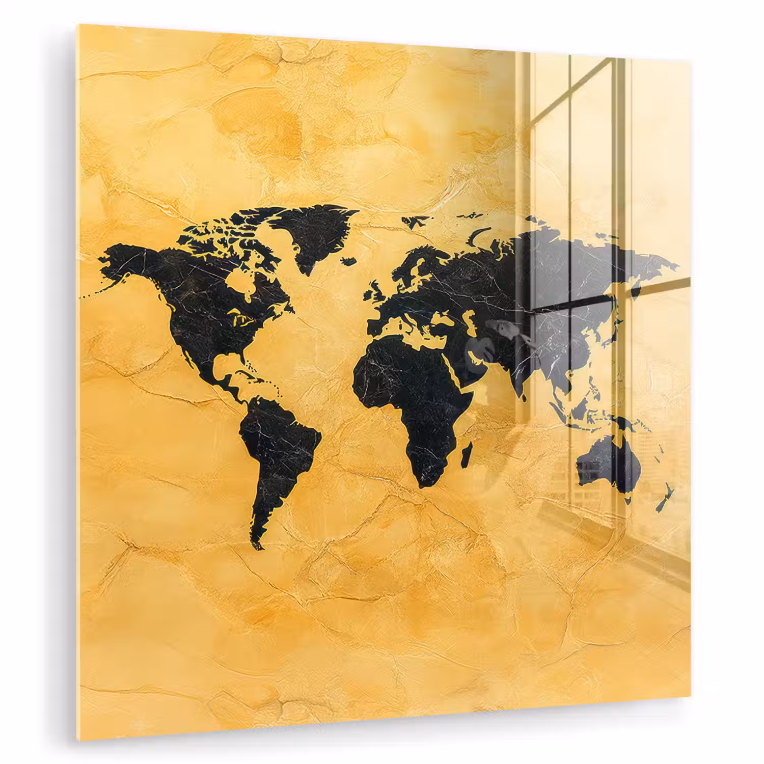 Wereldkaart - Stenen textuur - Goud plexiglas 5mm klein -zzzproduct_nieuw