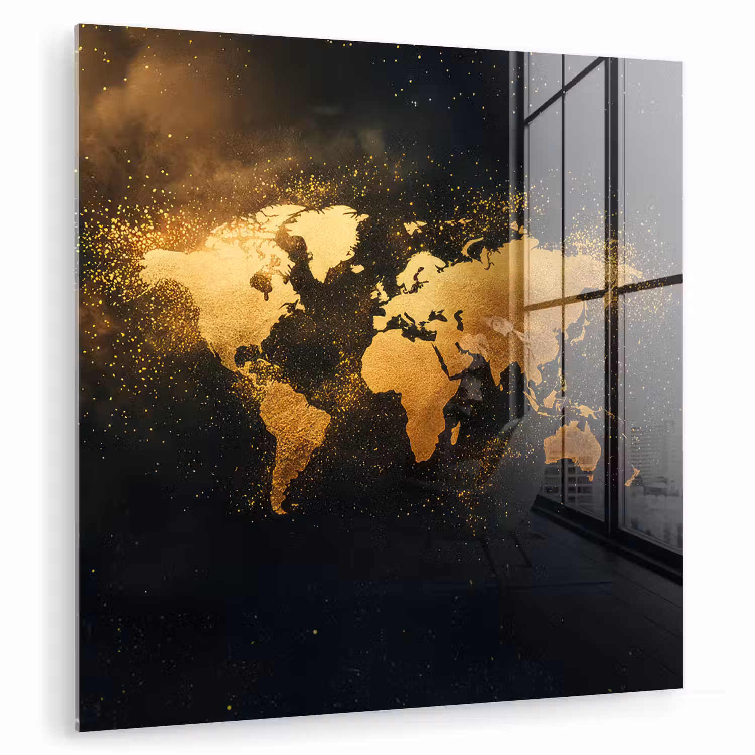 Wereldkaart - Sterrenbeelden - Gouden stippen plexiglas 5mm klein -zzzproduct_nieuw