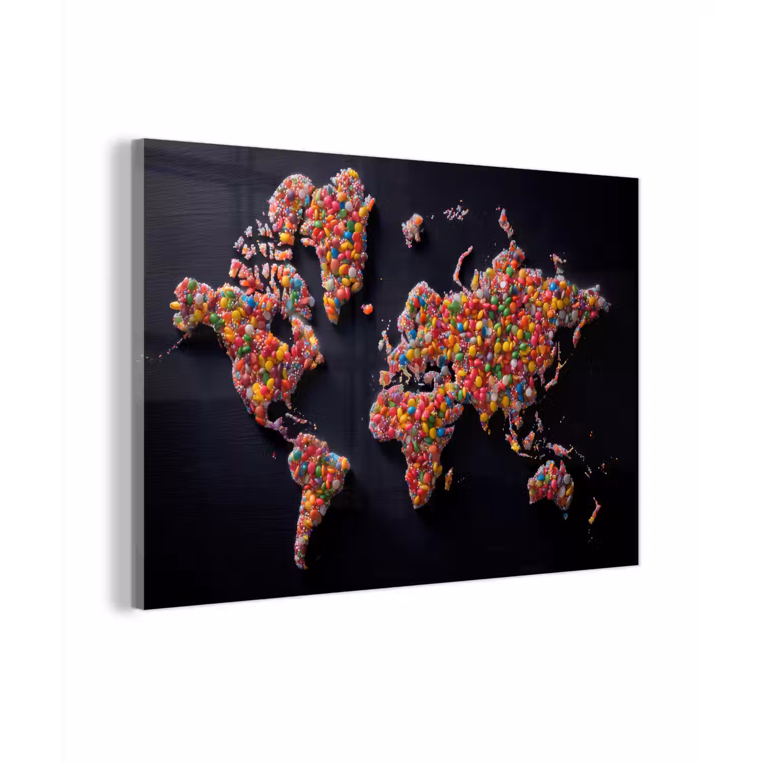 Wereldkaart - Snoepjes - Felle kleuren plexiglas 5mm klein -zzzproduct_nieuw
