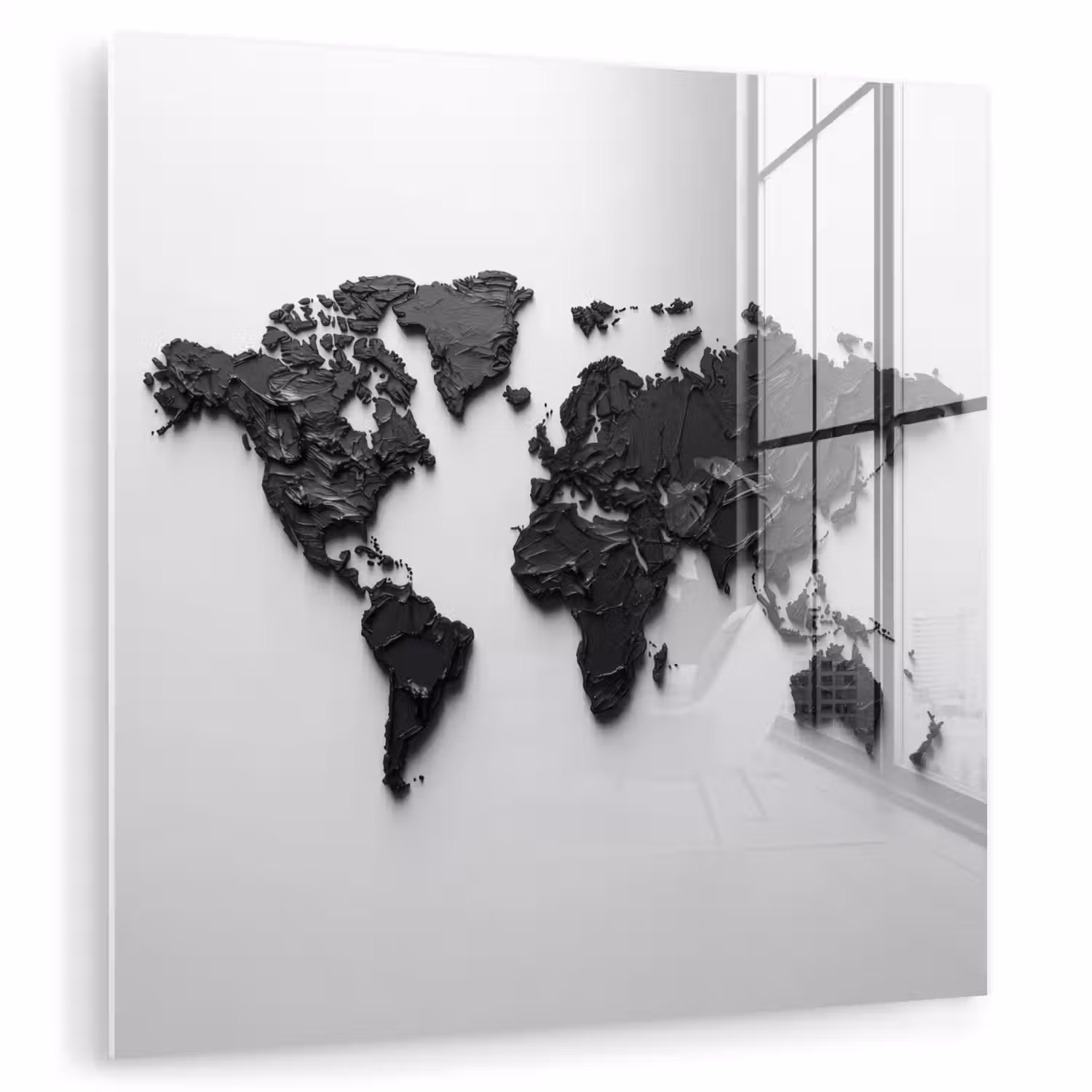 Wereldkaart - Structuur - Zwart plexiglas 5mm klein -zzzproduct_nieuw