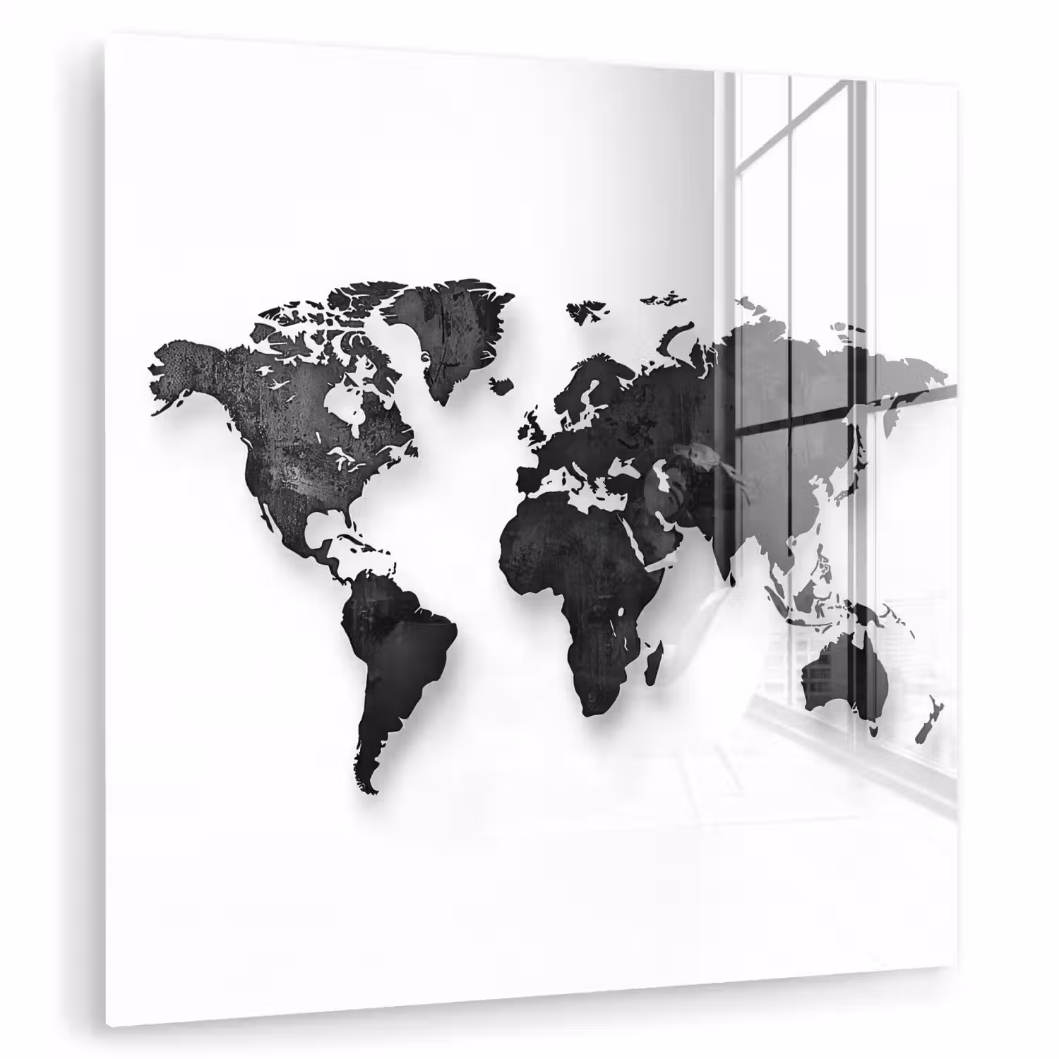 Wereldkaart - Diepte - Zwart plexiglas 5mm klein -zzzproduct_nieuw