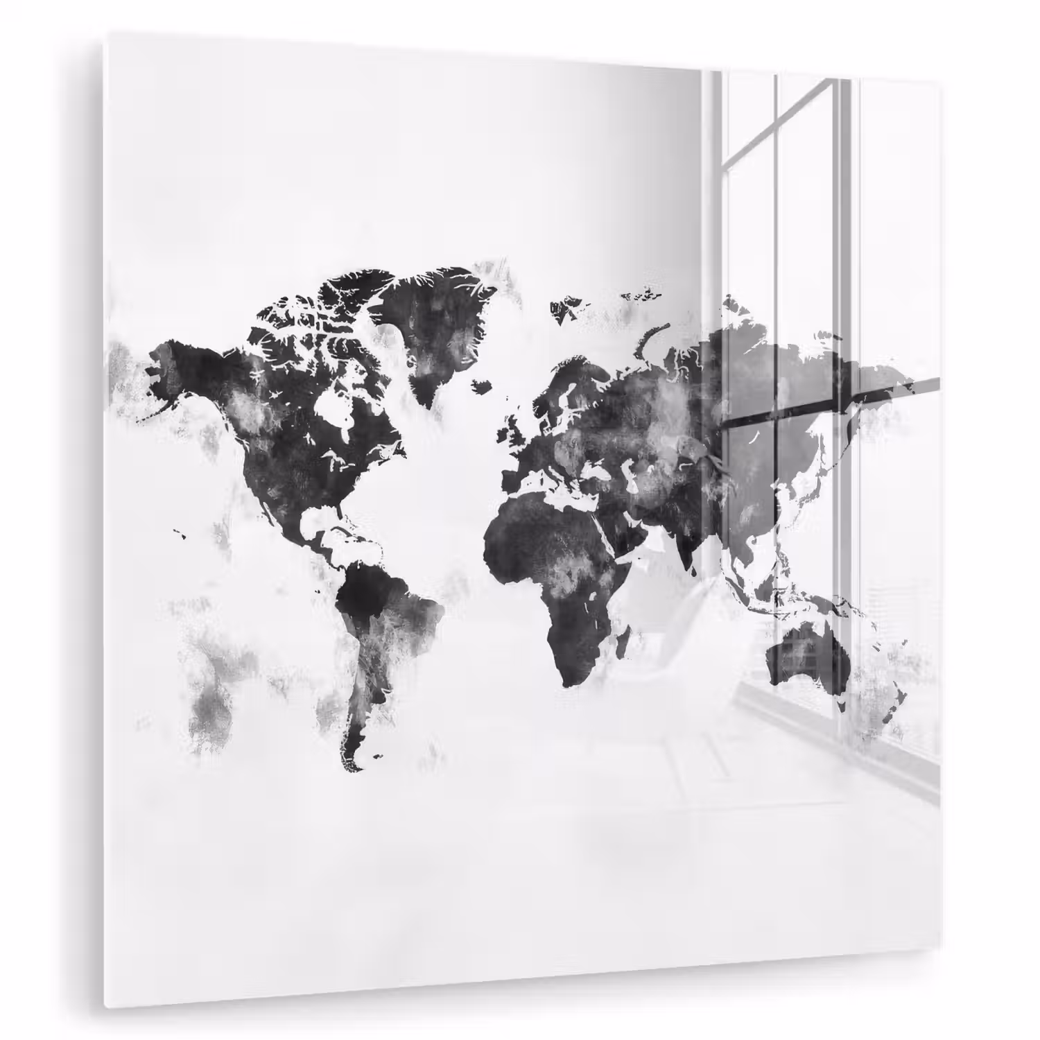 Wereldkaart - Inkt - Zwart plexiglas 5mm klein -zzzproduct_nieuw