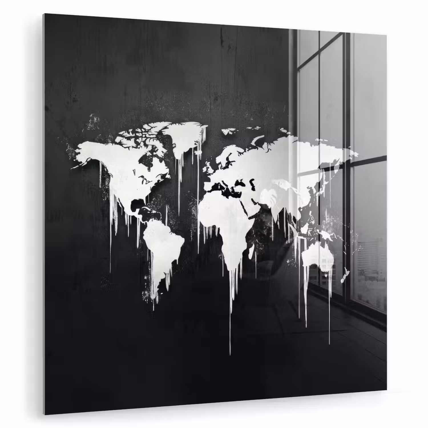 Wereldkaart - Inkt - Wit plexiglas 5mm klein -zzzproduct_nieuw