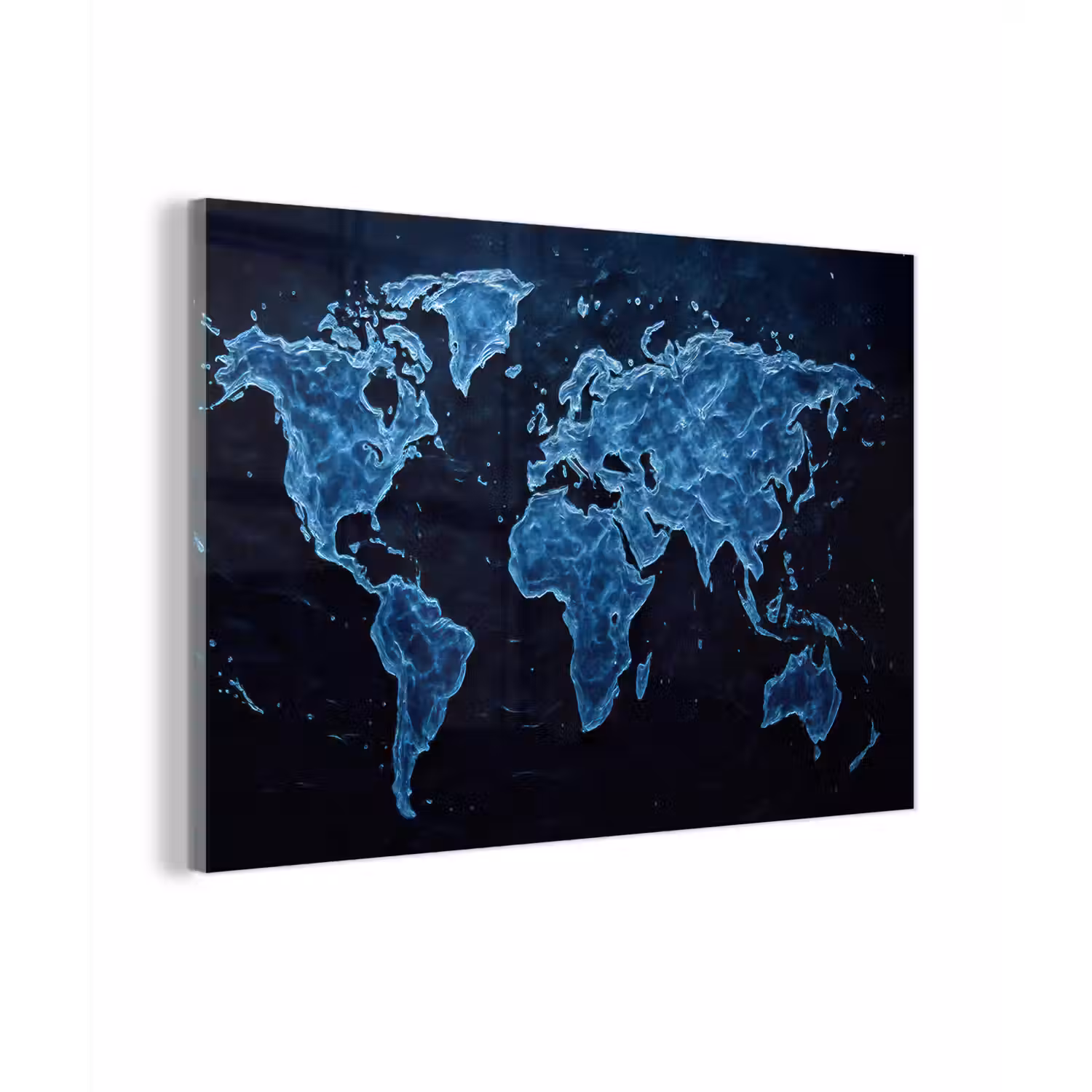 Wereldkaart - Waterstructuur - Blauw plexiglas 5mm klein -zzzproduct_nieuw