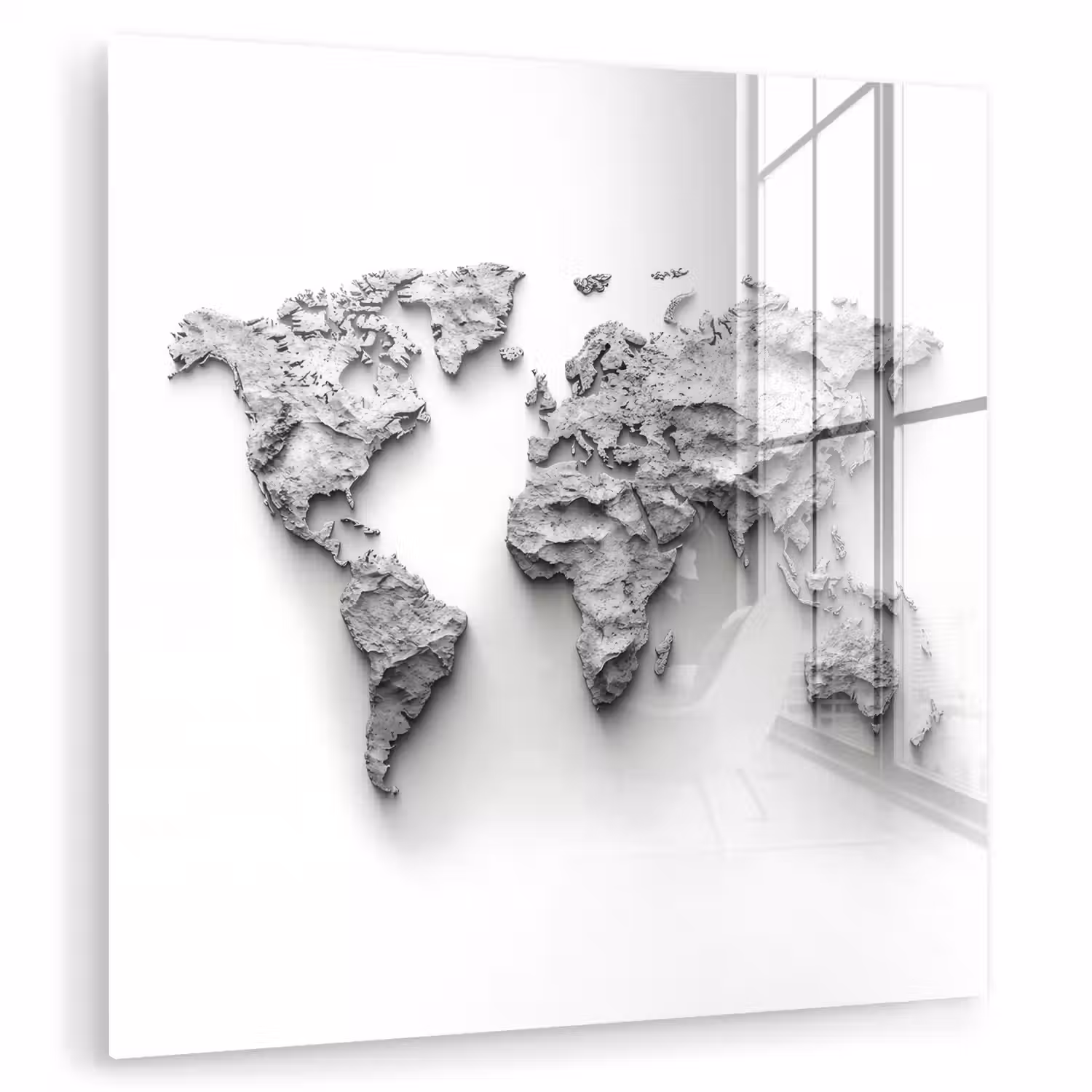 Wereldkaart - Wit - Betonstructuur plexiglas 5mm klein -zzzproduct_nieuw