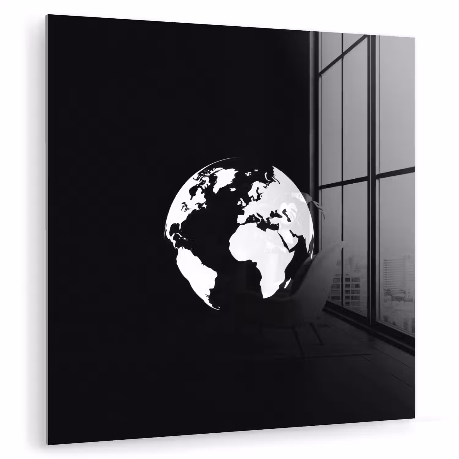 Wereldkaart - Wit - Zwart - Wereldbol plexiglas 5mm klein -zzzproduct_nieuw