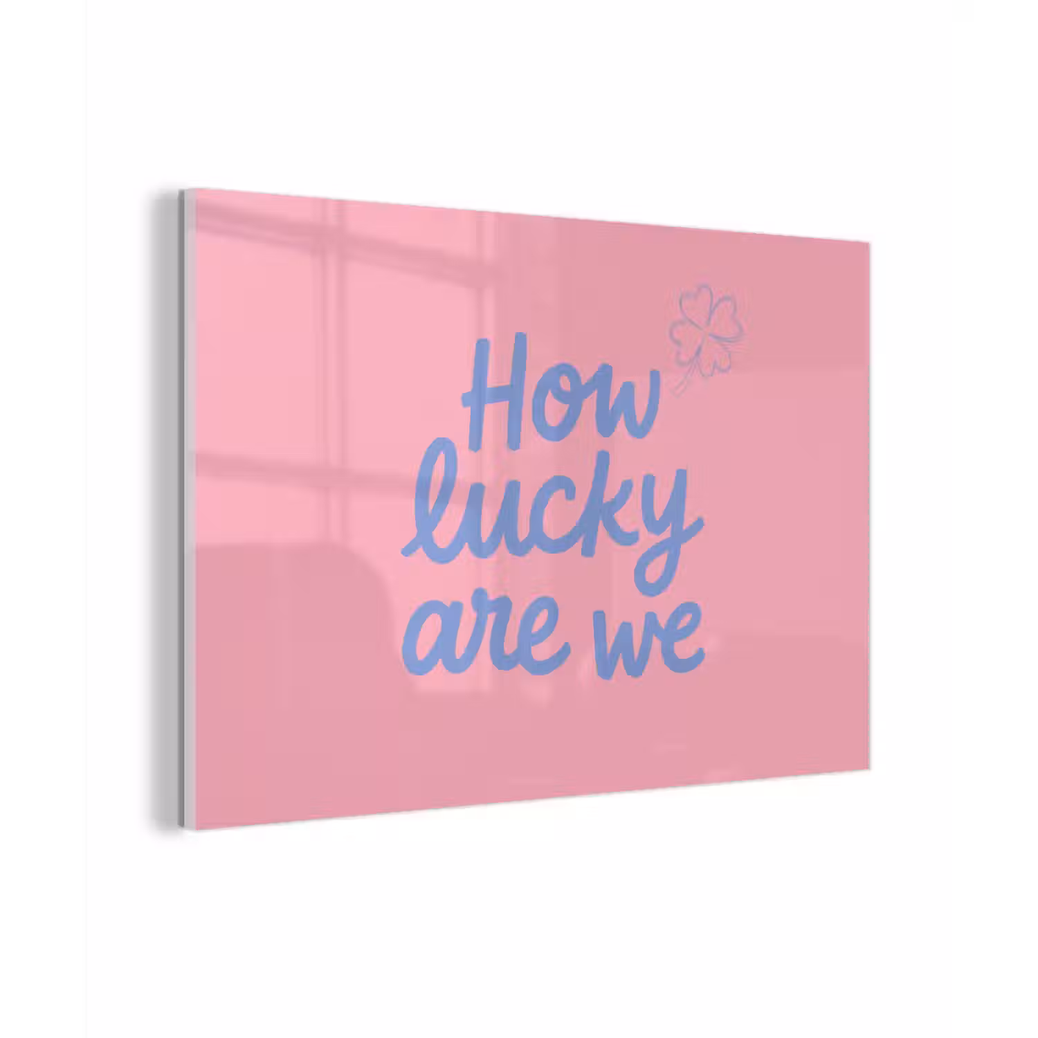 How lucky are we - Klavervier - Roze - Blauw plexiglas 5mm klein -zzzproduct_nieuw