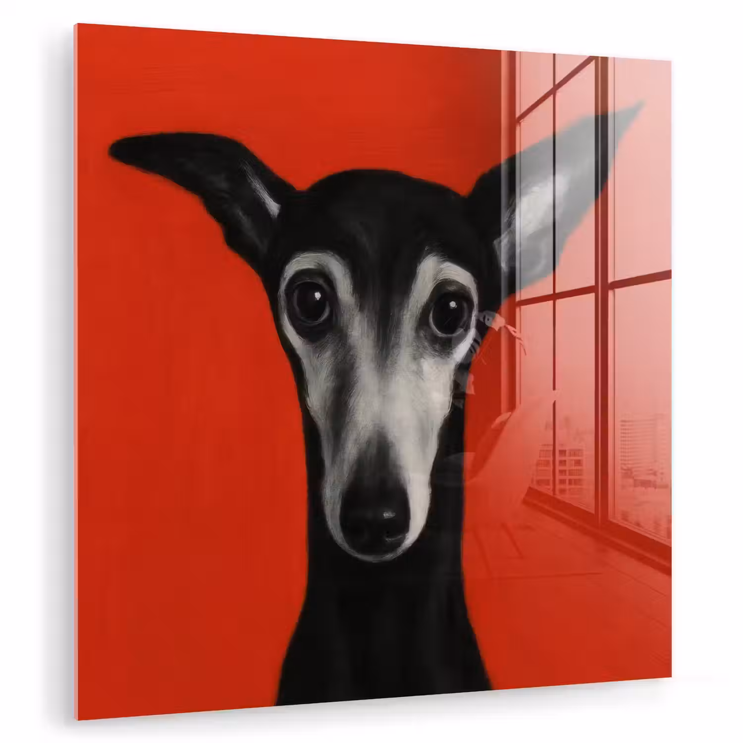 Windhond - Minimalistisch - Rood plexiglas 5mm klein -zzzproduct_nieuw