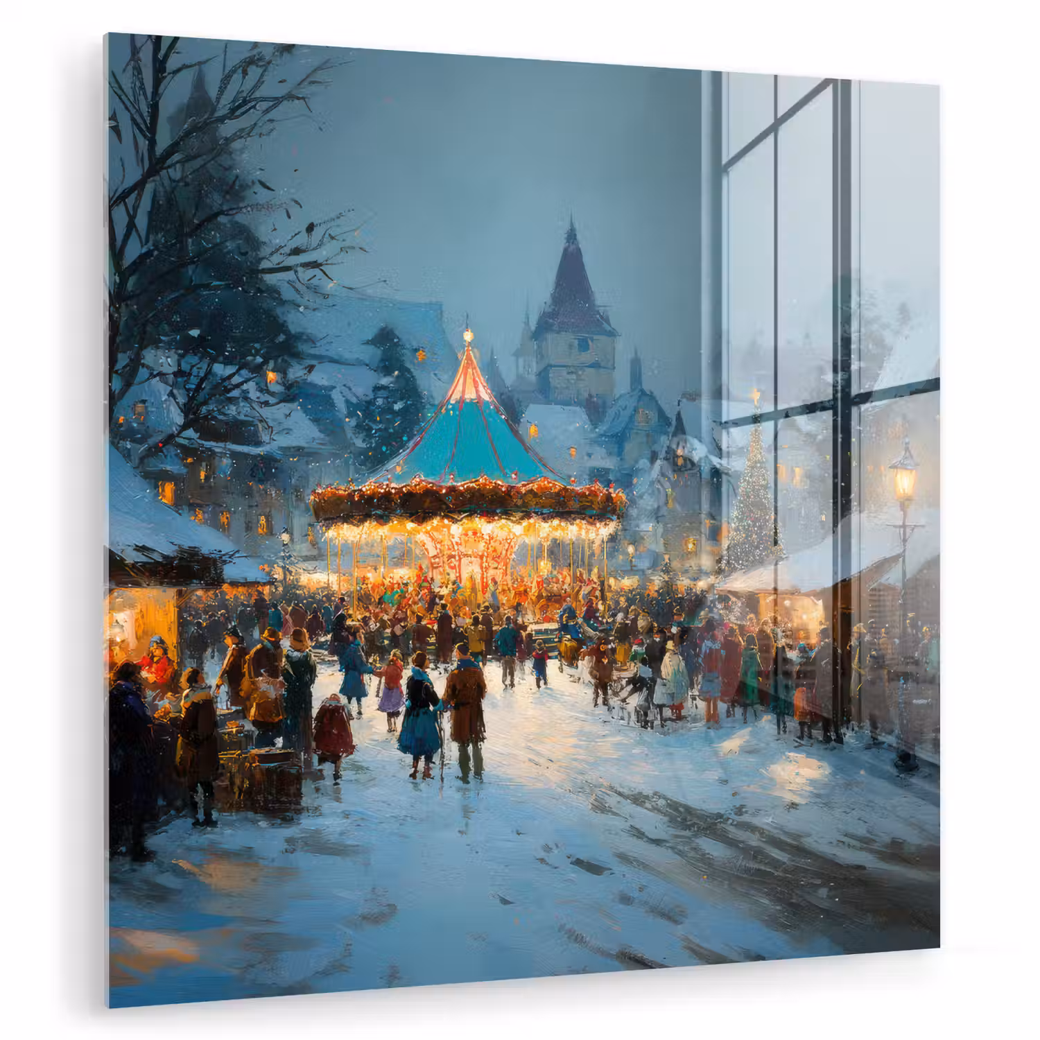 Winterkermis - Dorp - Kleurrijk plexiglas 5mm klein -zzzproduct_nieuw