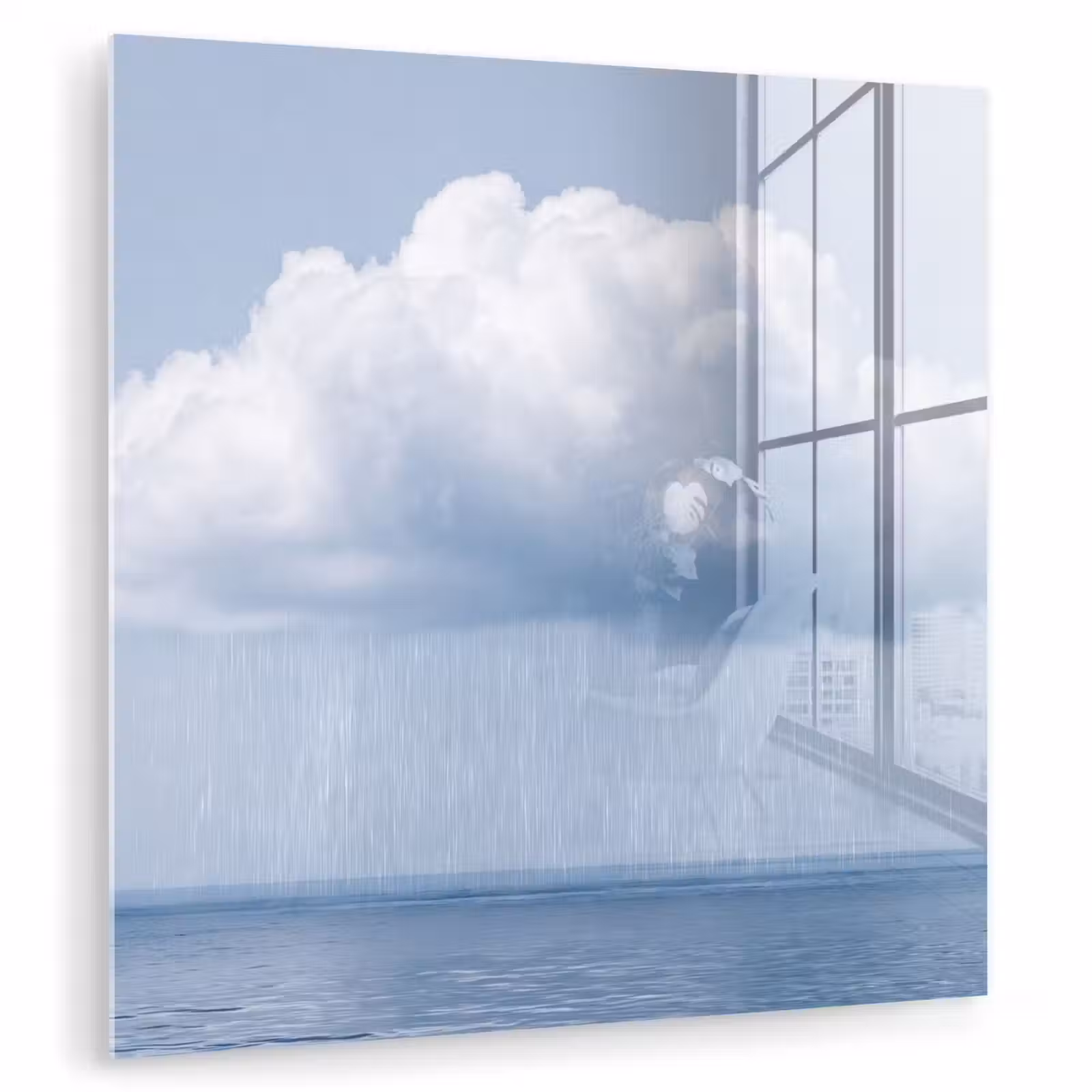 Glasbild - Wolke – Regen – Natur - Wolk - Regen - Natuur plexiglas 5mm klein