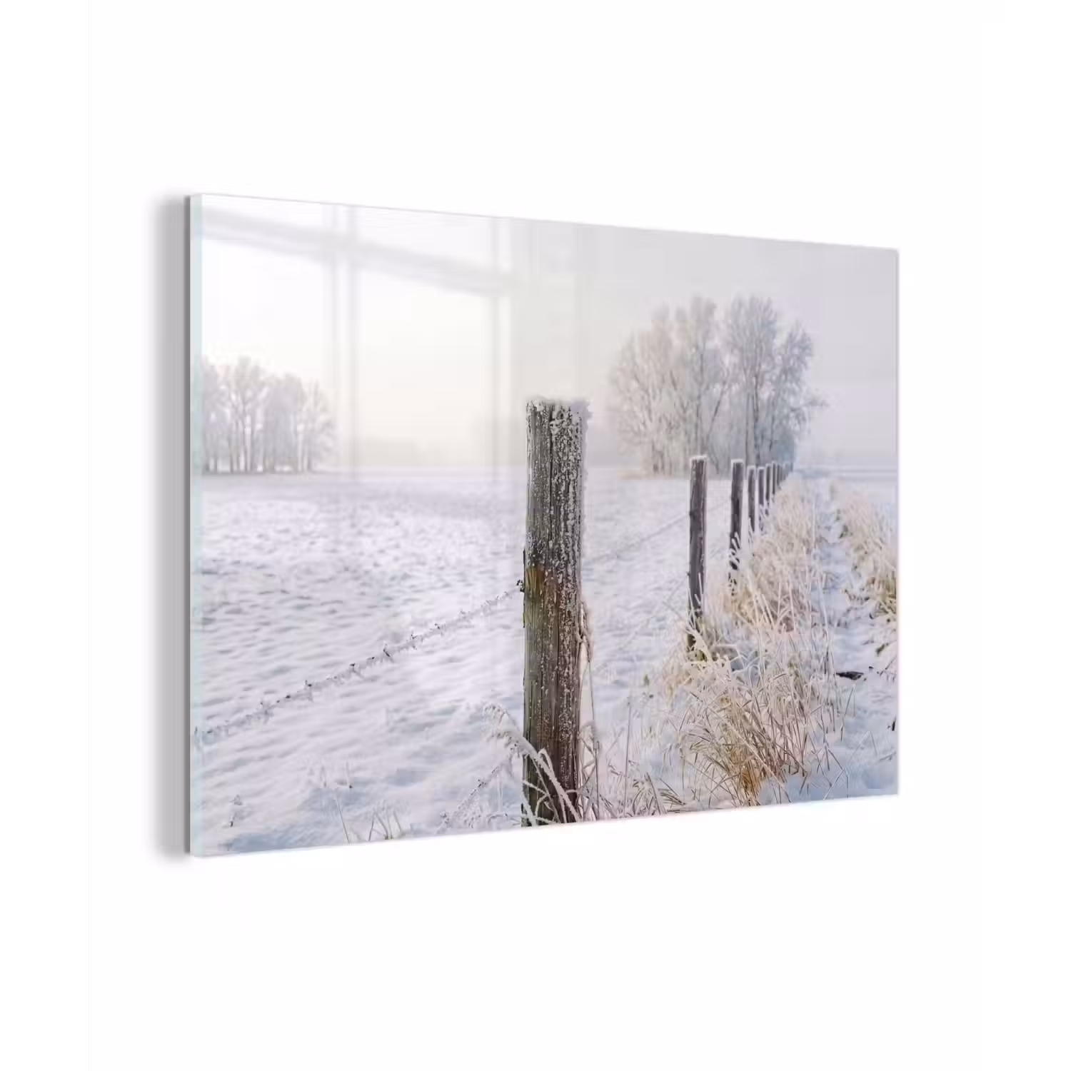 Hek - Sneeuw - Mist - Platteland - Nostalgisch plexiglas 5mm klein -zzzproduct_nieuw