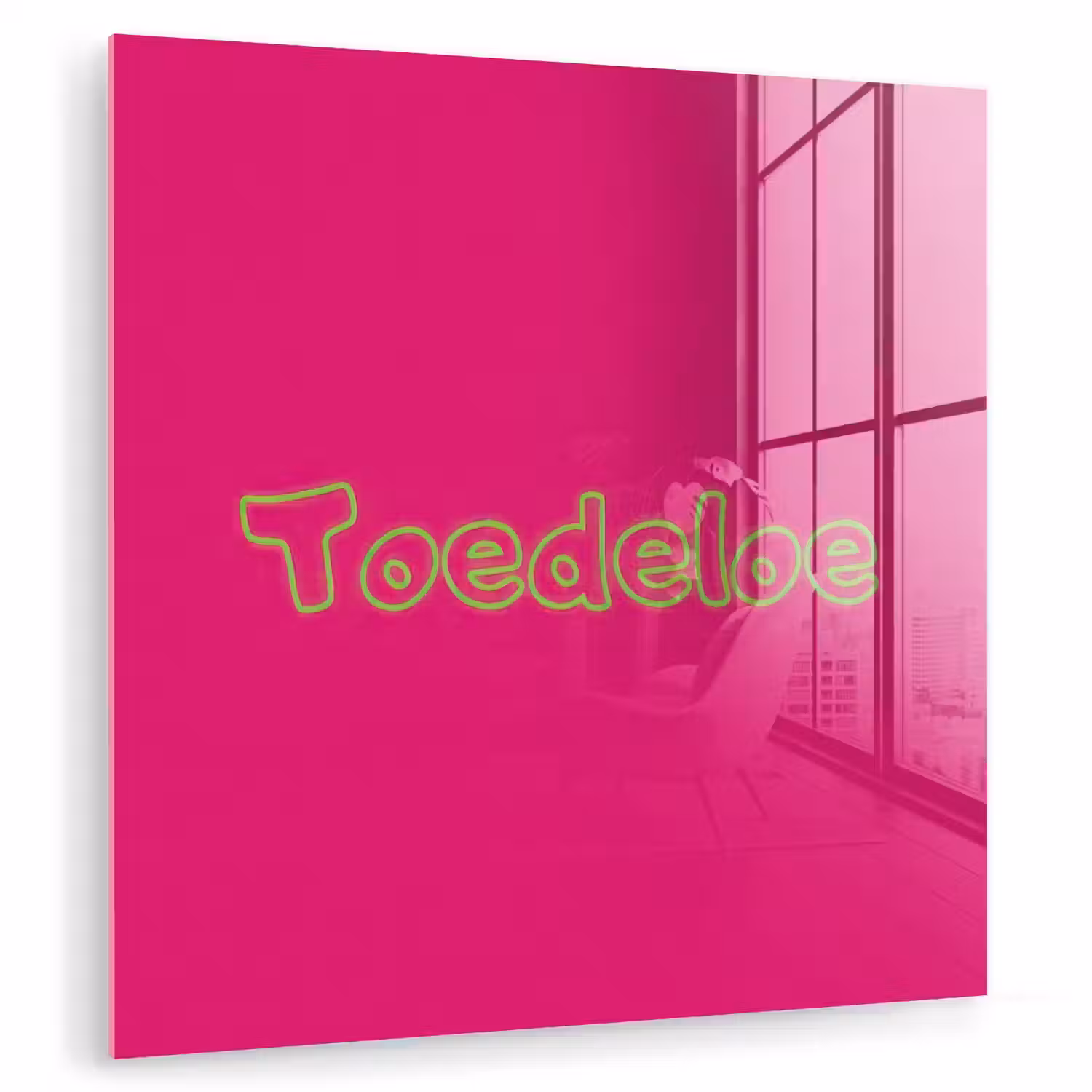 Toedeloe - Groen - Roze plexiglas 5mm klein -zzzproduct_nieuw