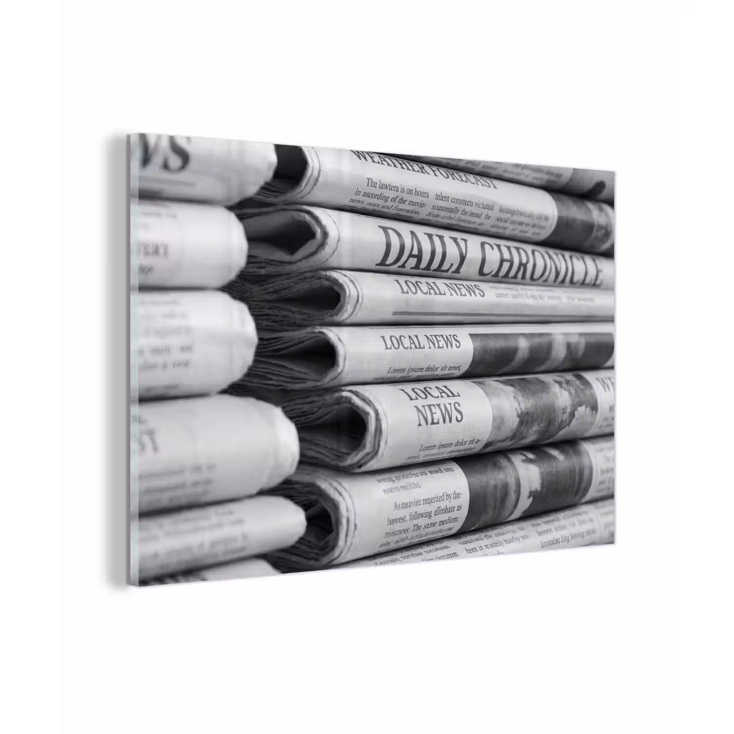 Krant - Stapel - Nieuws - Zwart-wit - Media plexiglas 5mm klein -zzzproduct_nieuw