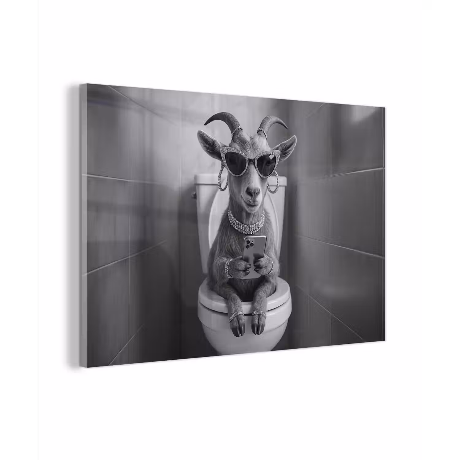 Geit - Telefoon - Toilet - Zwart - Wit plexiglas 5mm klein -zzzproduct_nieuw