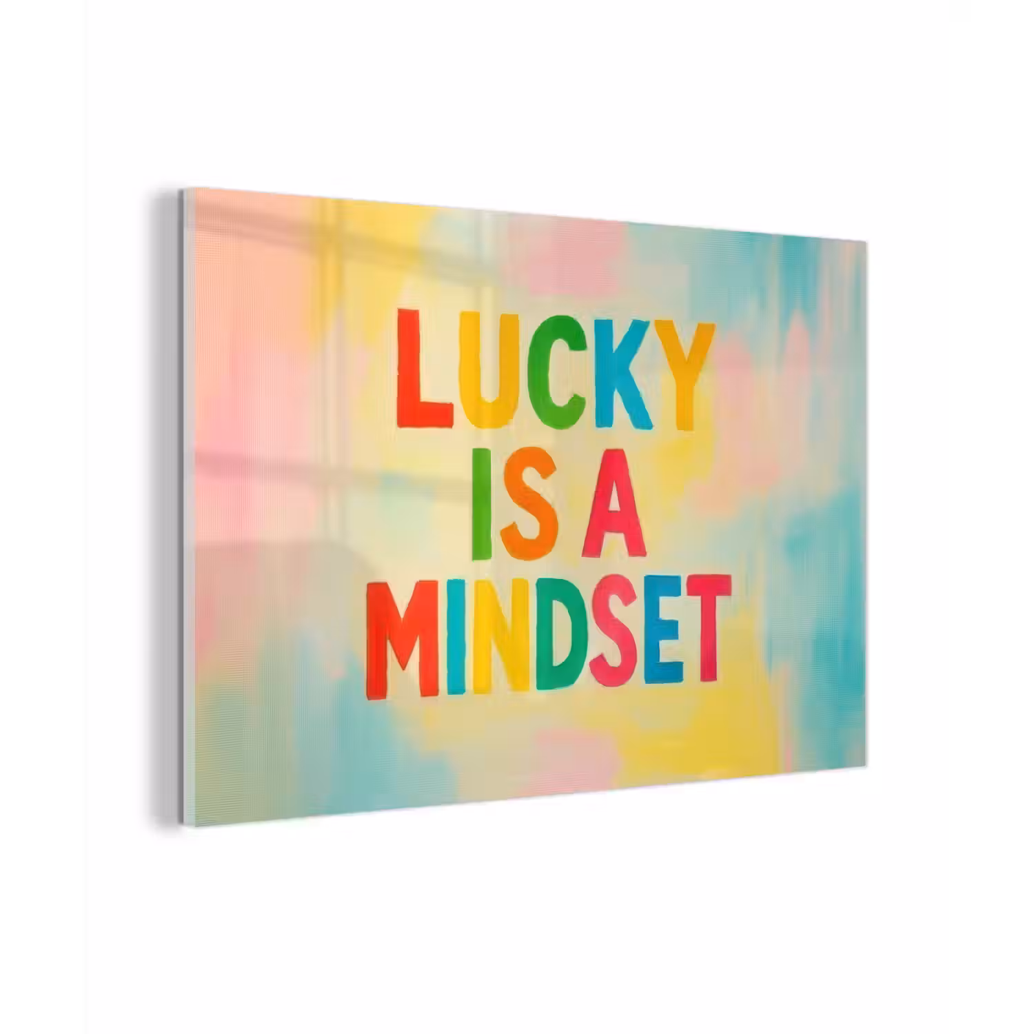 Quote - Lucky - Regenboogkleuren plexiglas 5mm klein -z3d