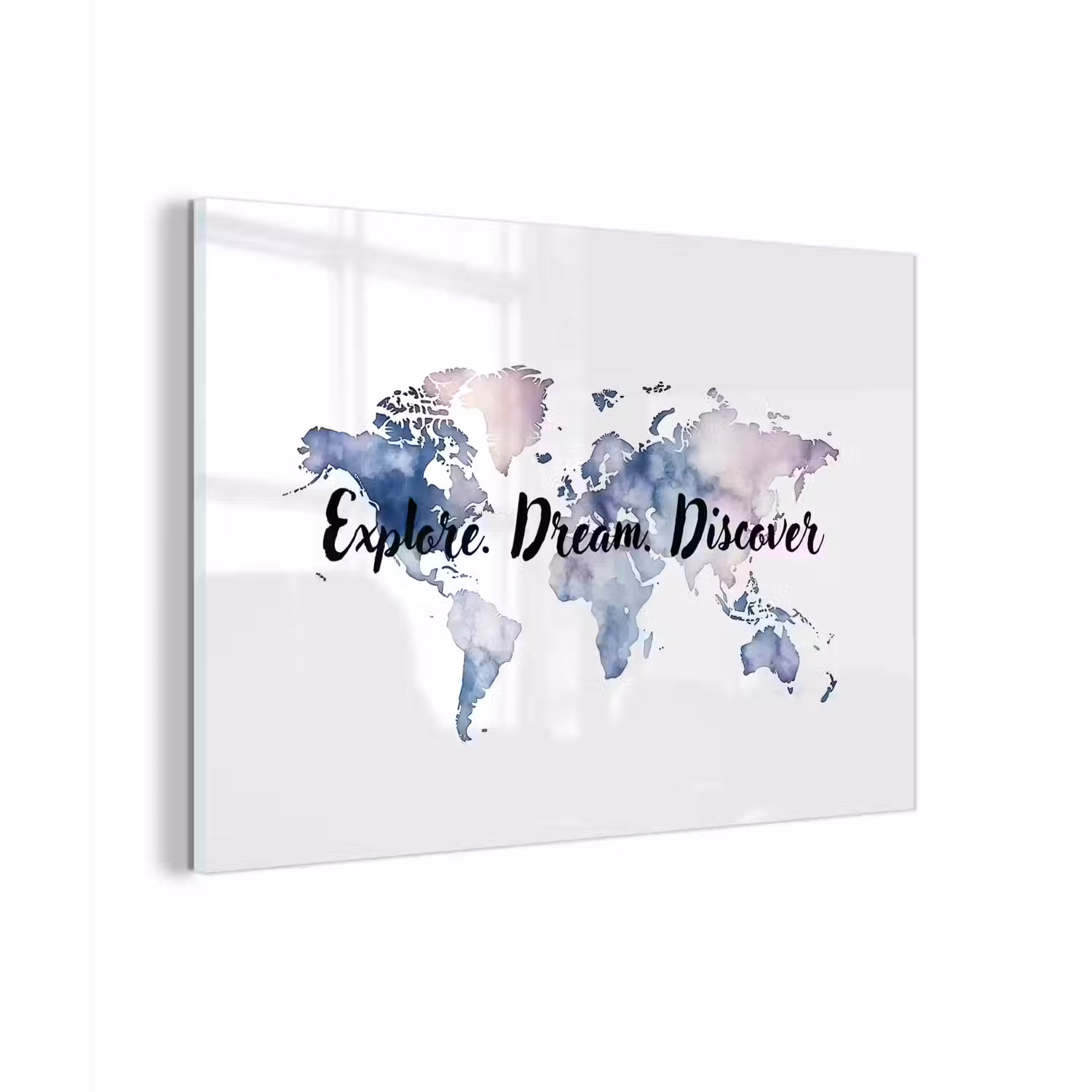 Quote - Wereldkaart - Explore - Aquarel plexiglas 5mm klein -zzzproduct_nieuw