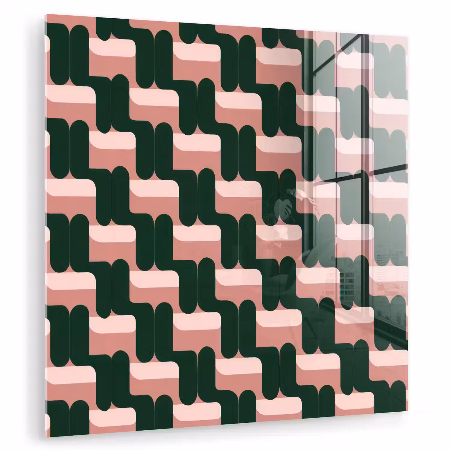 Vlechtpatroon - Groen - Roze - Geometrisch plexiglas 5mm klein 11 -zzzproduct_nieuw