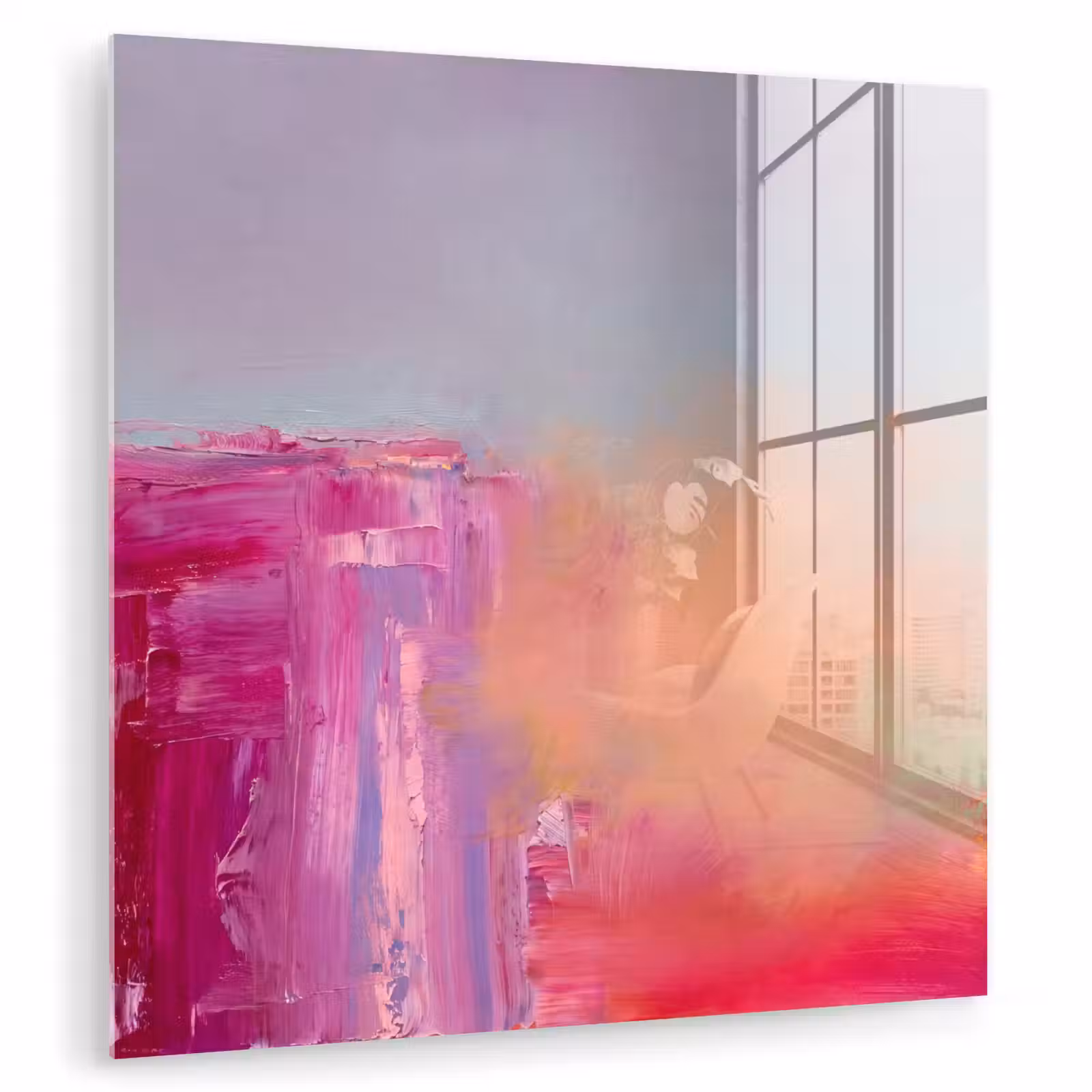 Glasbild - Zusammenfassung – Farben – Modern – Rosa - Abstract - Kleuren - Modern - Roze plexiglas 5mm klein