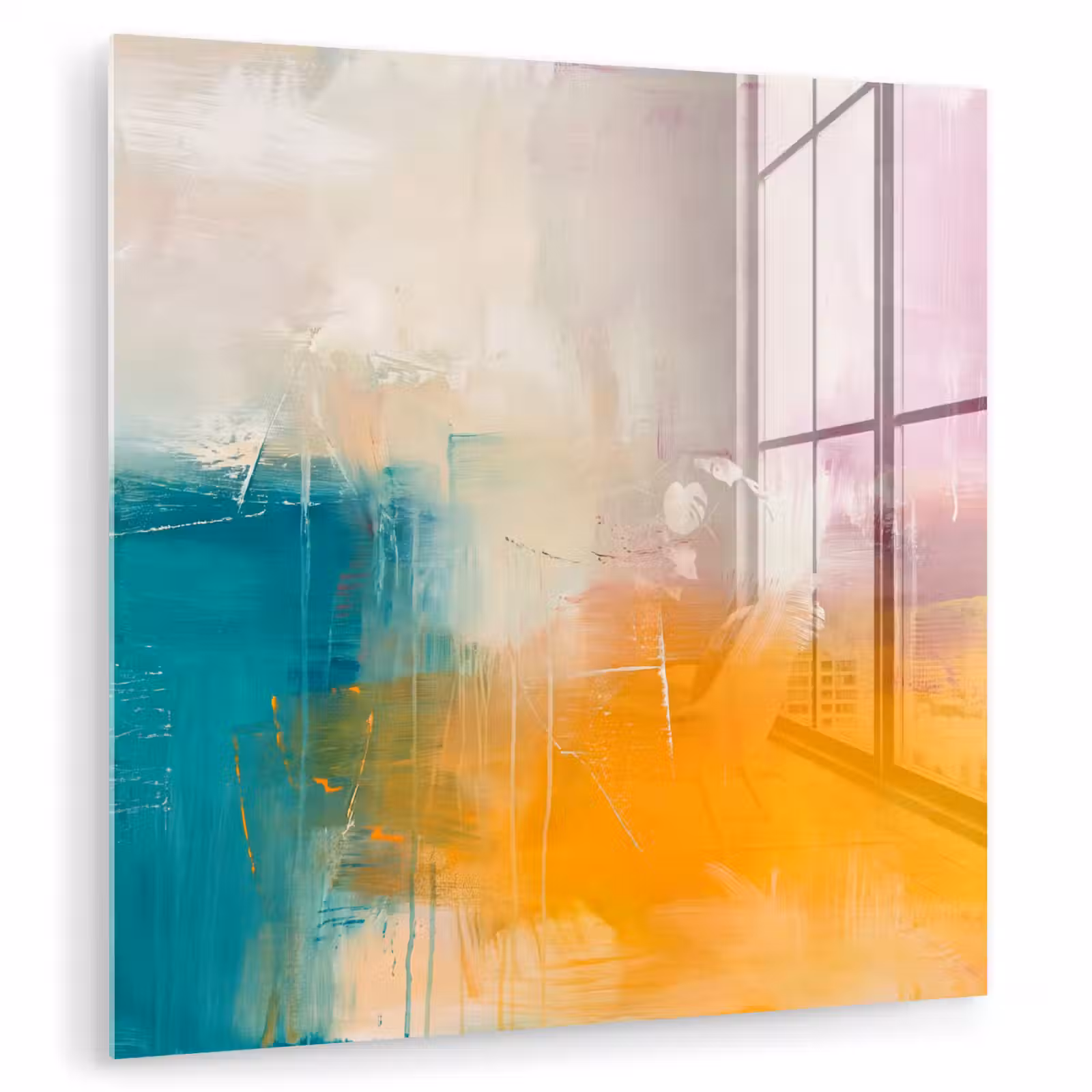 Glasbild - Zusammenfassung – Farbenfroh – Modern – Kunst – Orange - Abstract - Kleurrijk - Modern - Kunst - Oranje plexiglas 5mm klein