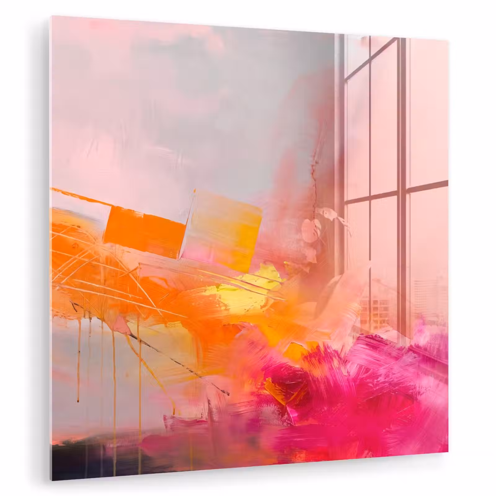 Glasbild - Zusammenfassung – Farbenfroh – Modern – Rosa - Abstract - Kleurrijk - Modern - Roze plexiglas 5mm klein