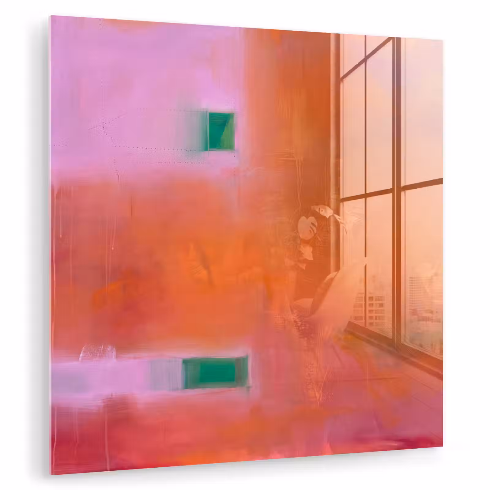 Glasbild - Zusammenfassung – Flächen – Kunst – Modern – Orange - Abstract - Vlakken - Kunst - Modern - Oranje plexiglas 5mm klein