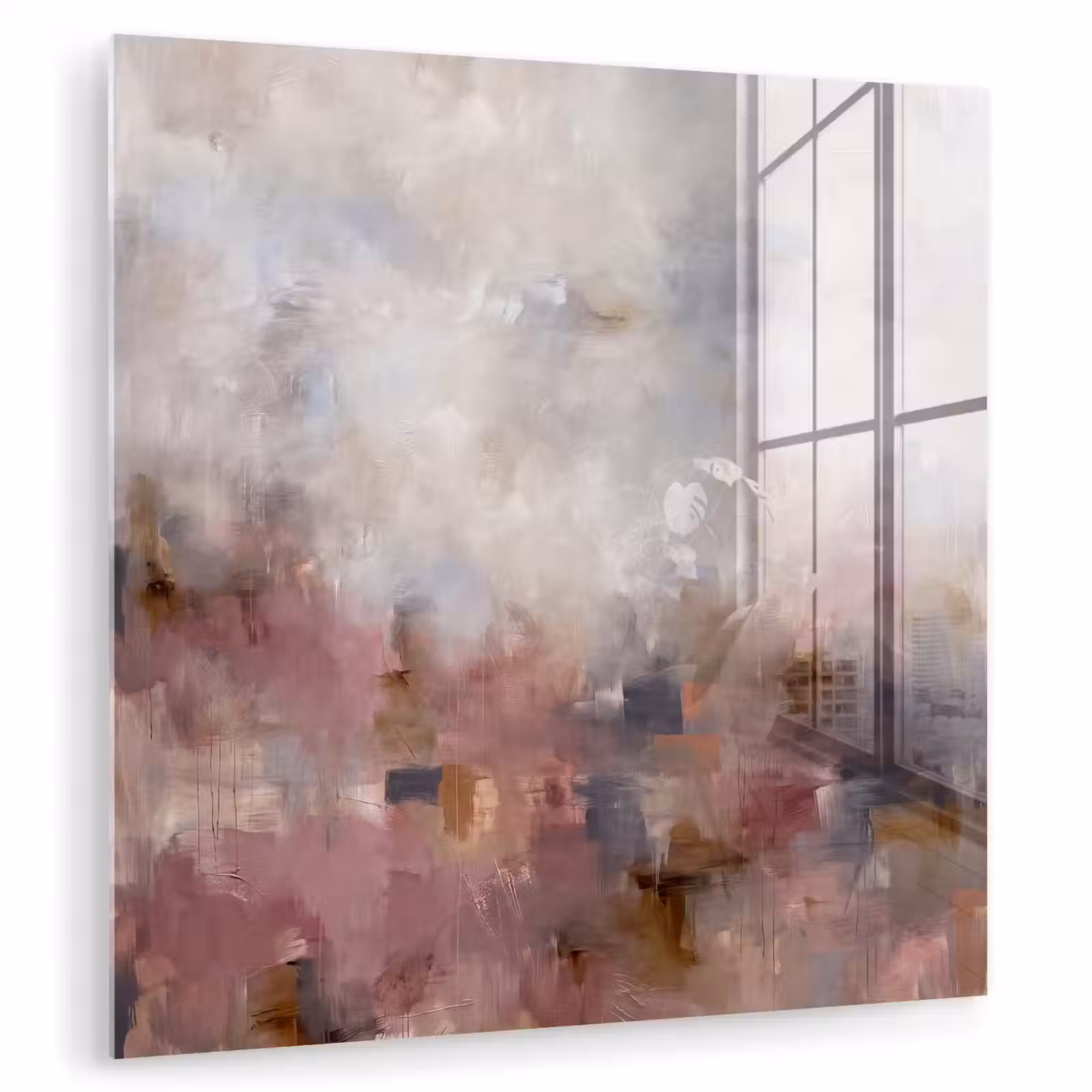 Glasbild - Zusammenfassung – Fließend – Kunst – Modern – Beige - Abstract - Vloeiend - Kunst - Modern - Beige plexiglas 5mm klein