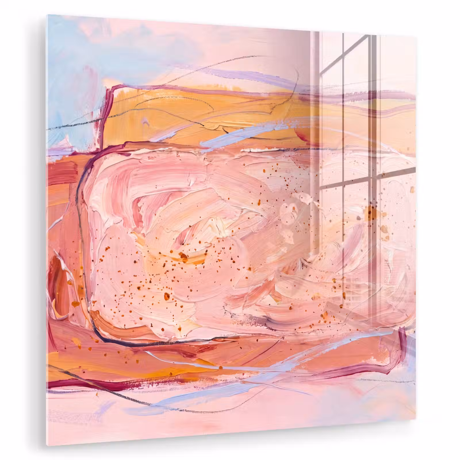 Glasbild - Zusammenfassung – Formen – Modern – Rosa - Abstract - Vormen - Modern - Roze plexiglas 5mm klein