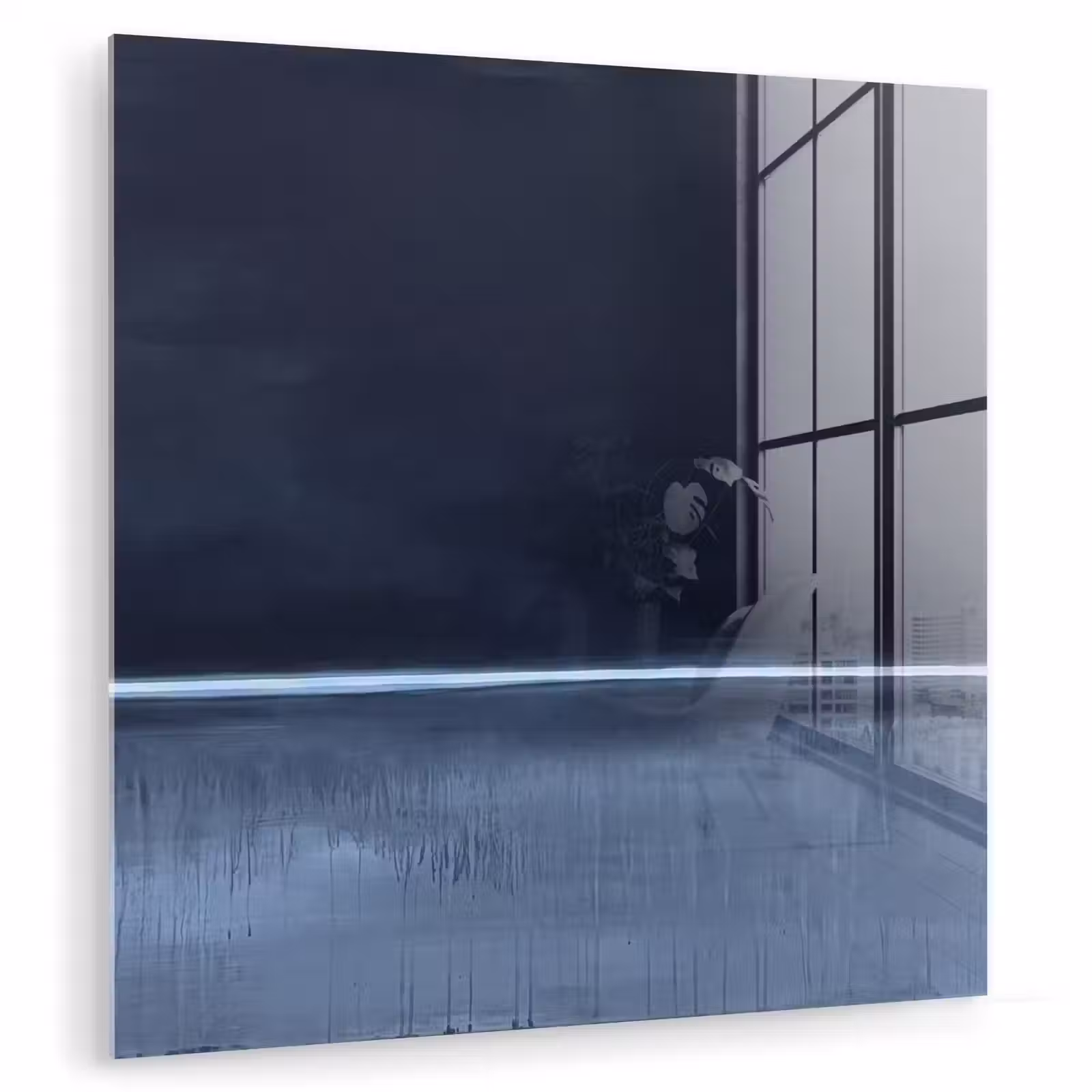 Glasbild - Zusammenfassung – Horizontale Linie – Minimalistisch – Dunkelblau – Kunst - Abstract - Horizontale lijn - Minimalistisch - Donkerblauw - Kunst plexiglas 5mm klein
