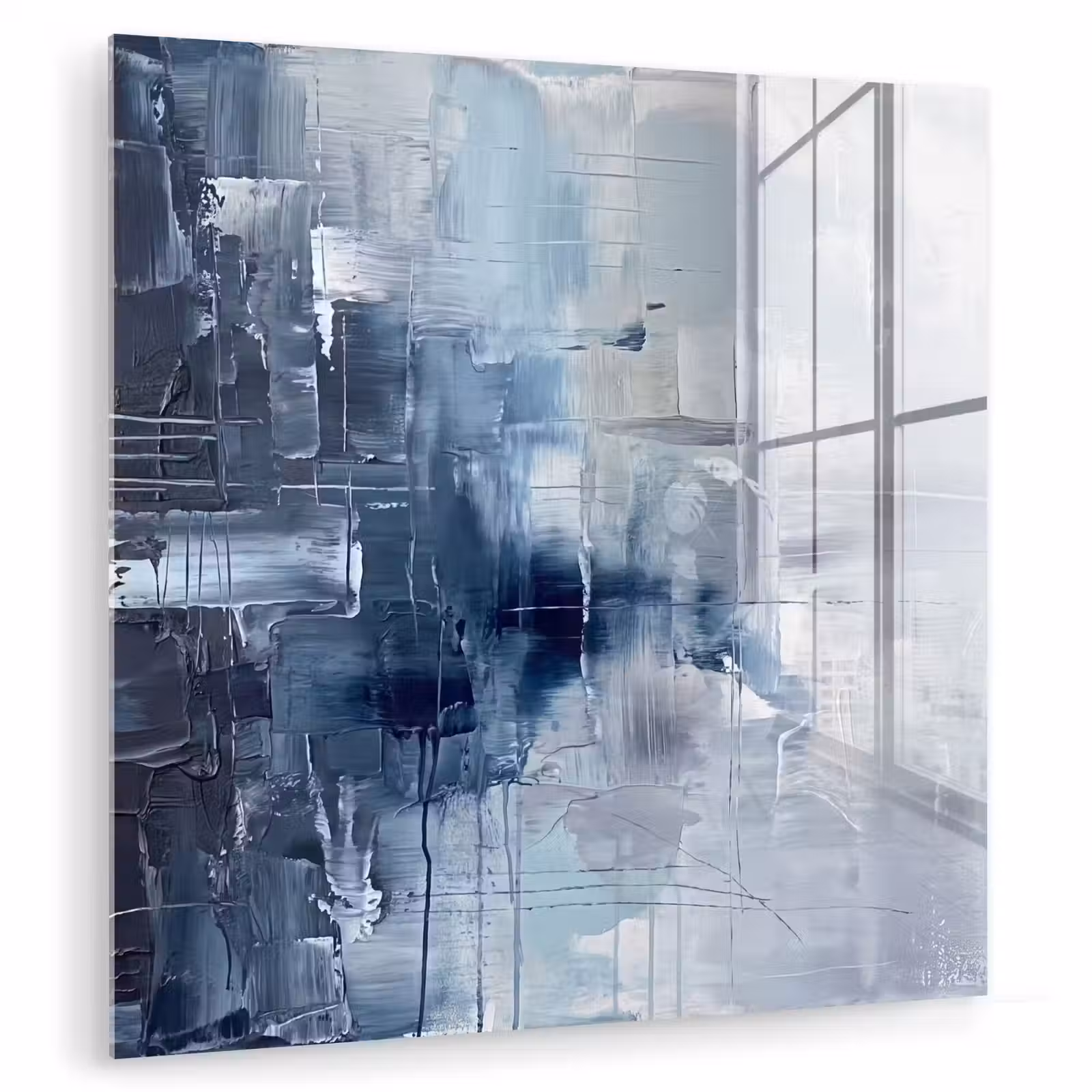 Glasbild - Zusammenfassung – Textur – Kunst – Modern – Blau - Abstract - Textuur - Kunst - Modern - Blauw plexiglas 5mm klein