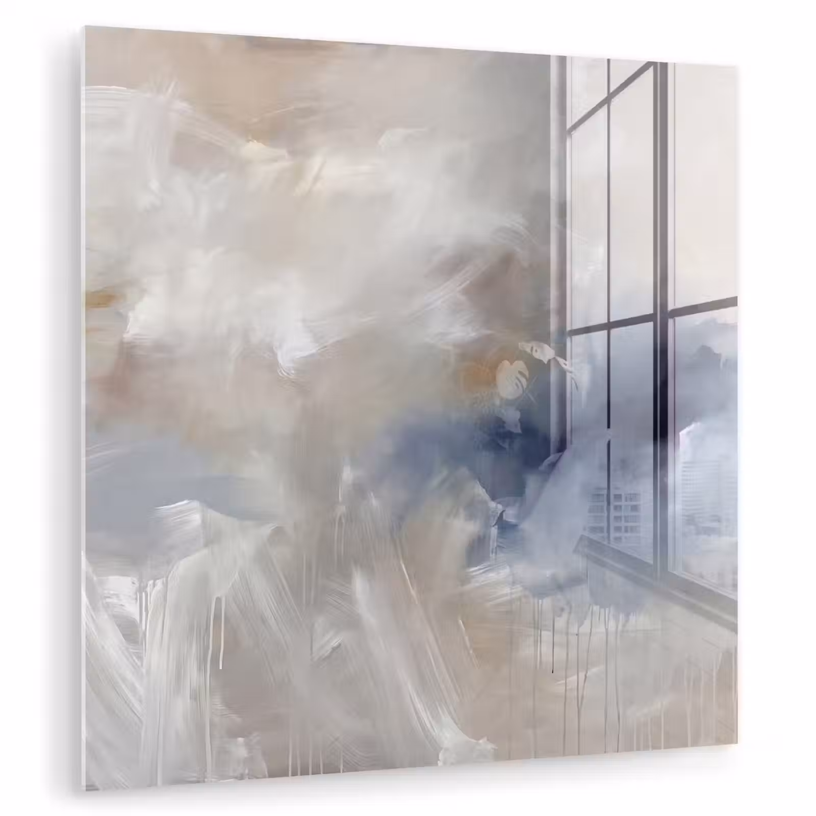 Glasbild - Zusammenfassung – Wolken – Atmosphäre – Modern – Beige - Abstract - Wolken - Sfeer - Modern - Beige plexiglas 5mm klein