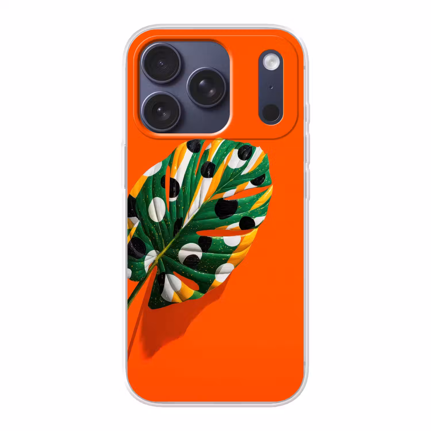 Blad - Oranje - Stippen - Kleurrijk Telefoonhoesje iPhone 17 Pro klein -3d