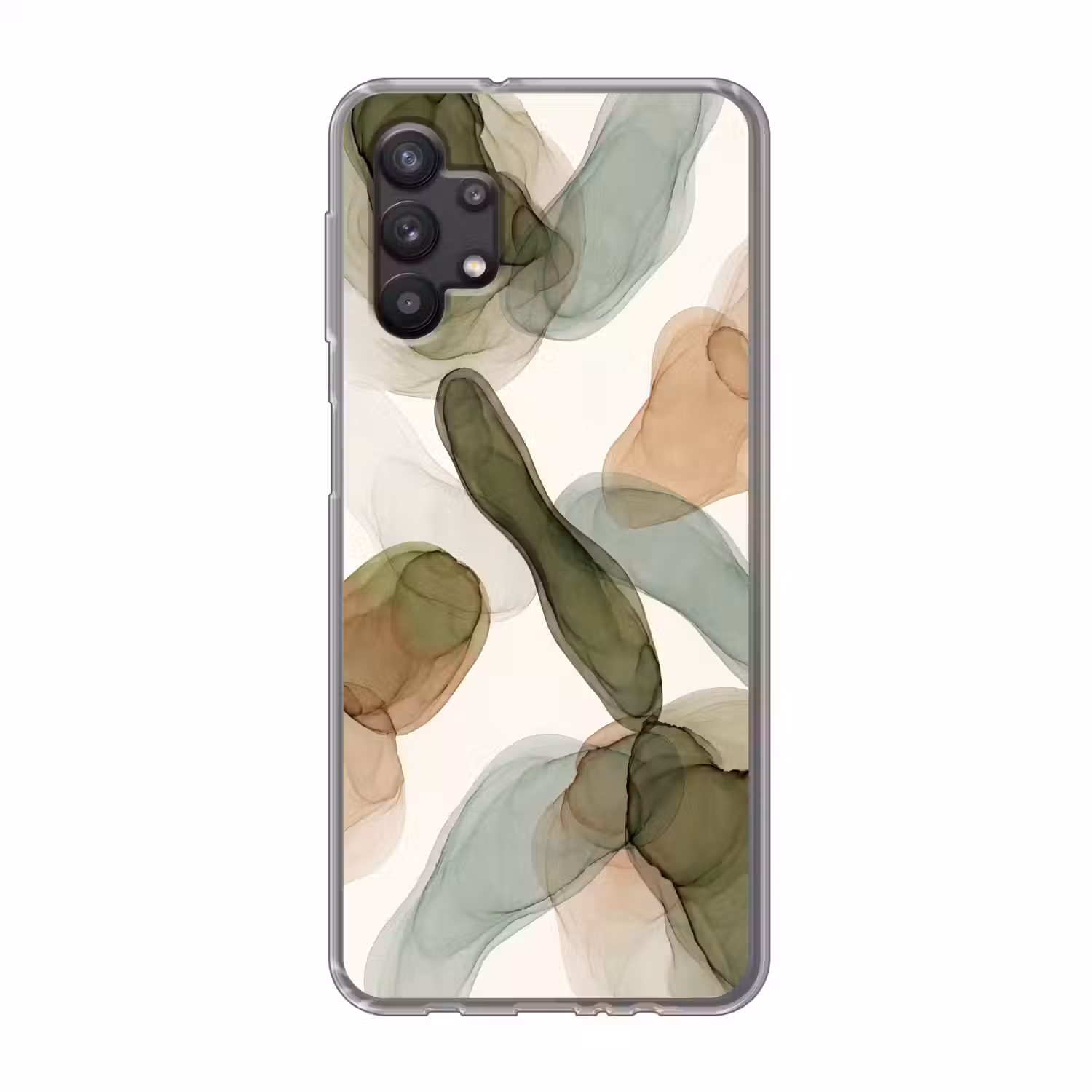 Abstract - Vormen - Modern - Kunst - Groen - Bruin Telefoonhoesje Samsung Galaxy A32 5G klein -3d
