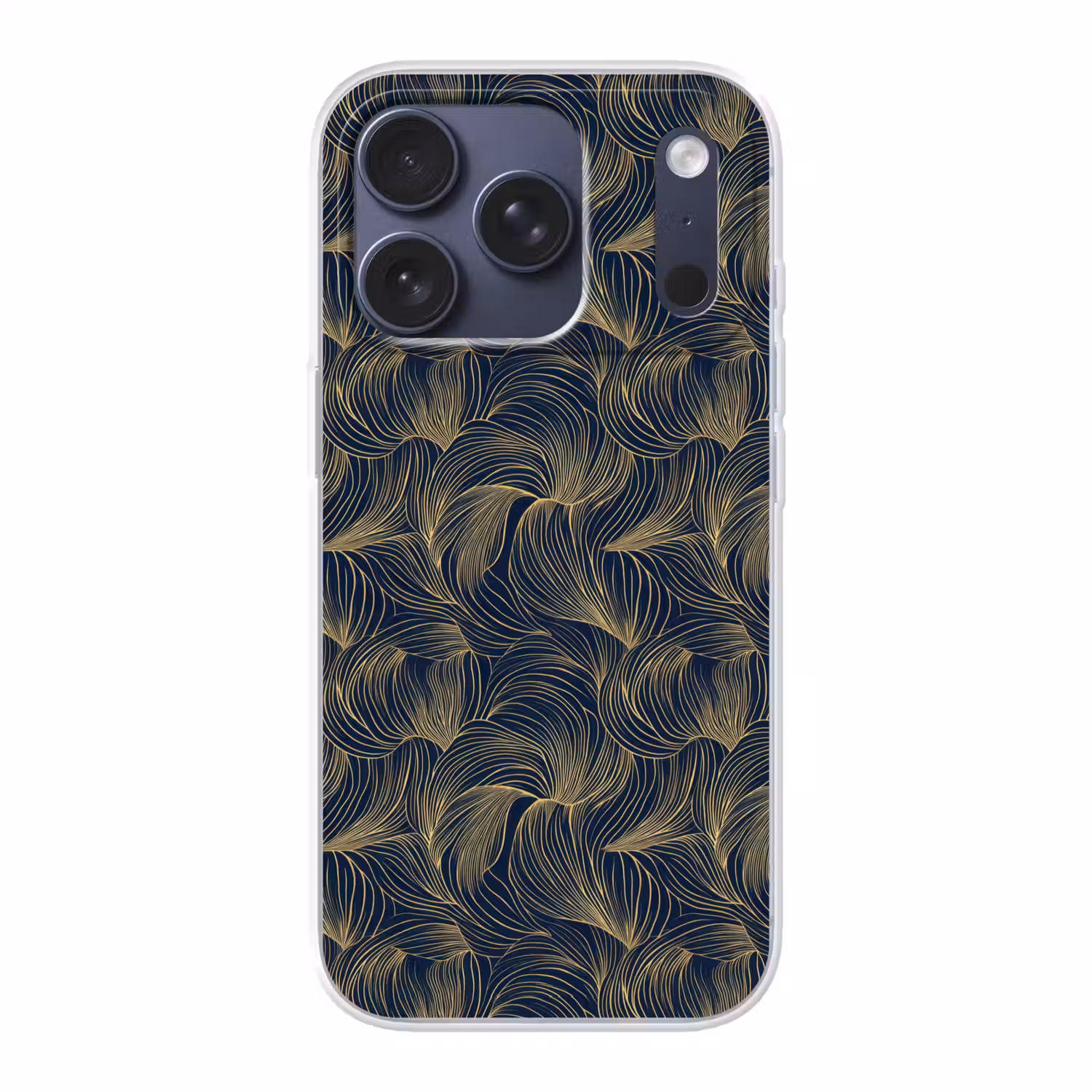 Abstract - Lijnen - Blauw - Goud Telefoonhoesje iPhone 17 Pro klein 878 -3d