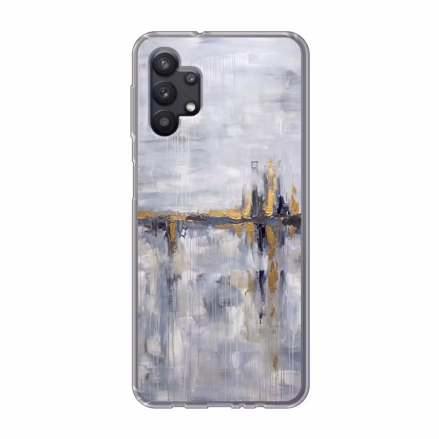 Abstract - Structuur - Goud - Grijs - Modern Telefoonhoesje Samsung Galaxy A32 5G klein -3d