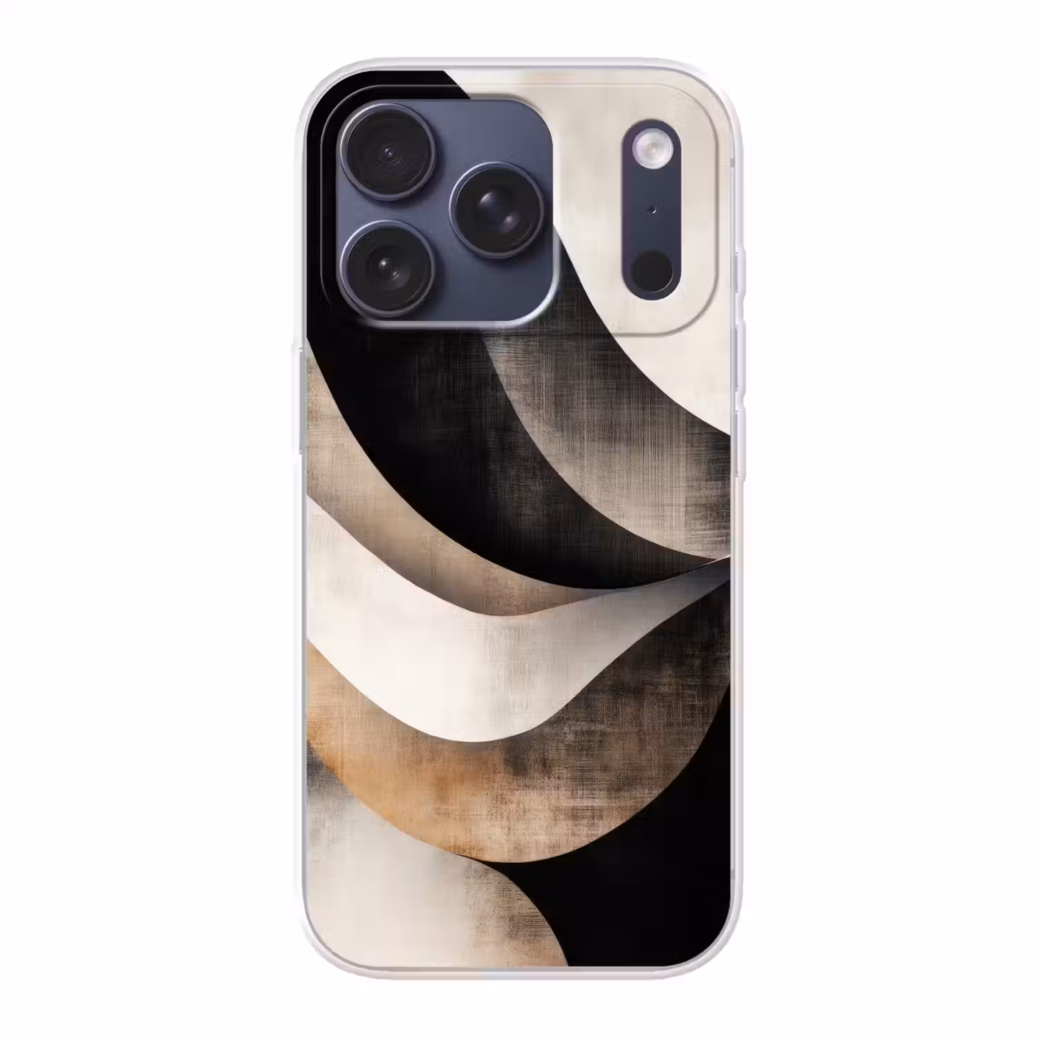 Abstract - Golven - Zwart - Verweerd Telefoonhoesje iPhone 17 Pro klein -3d