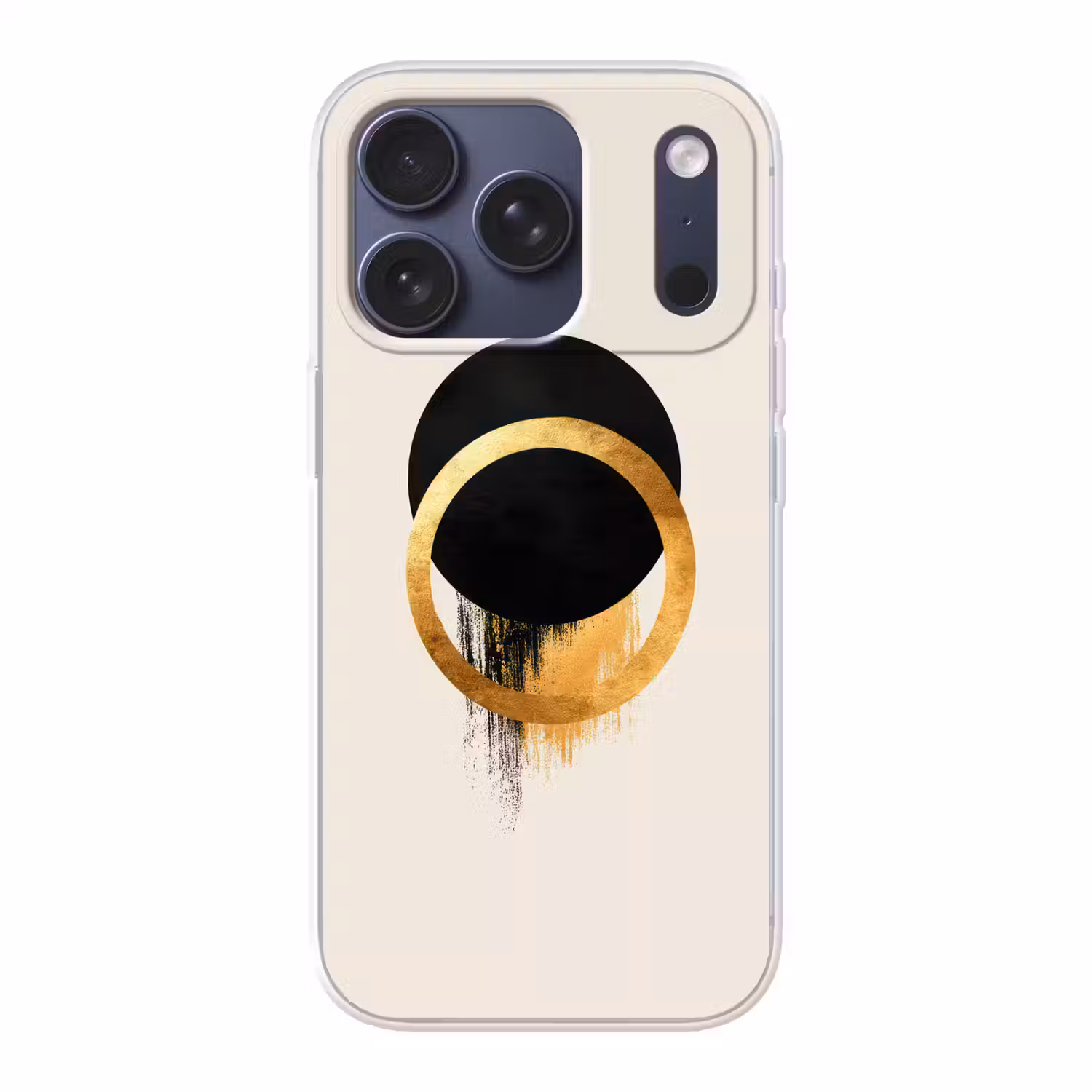 Abstract ontwerp - Zwarte cirkel - Verfvlekken Telefoonhoesje iPhone 17 Pro klein -3d