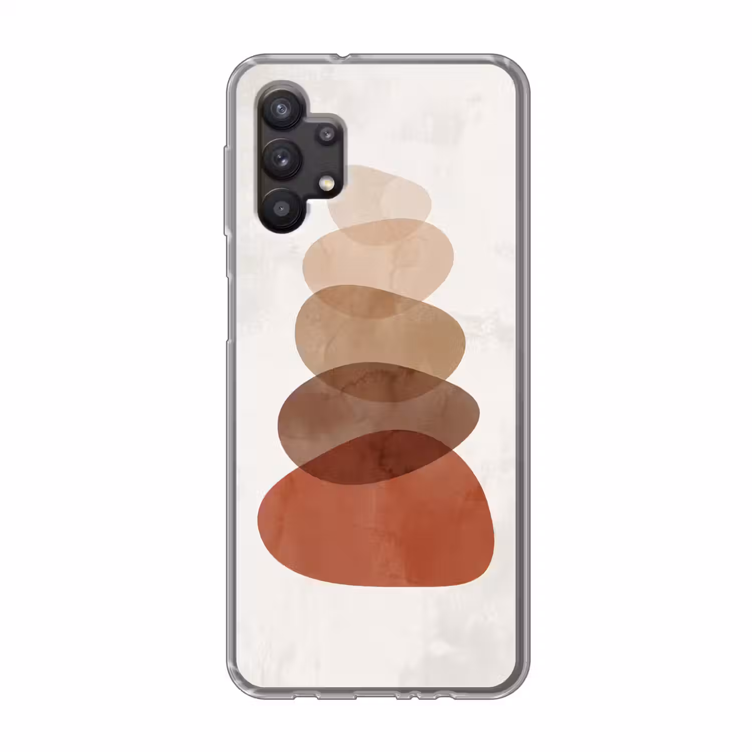 Abstractie - Gestapeld - Balans - Modern - Aardetinten Telefoonhoesje Samsung Galaxy A32 5G klein -3d