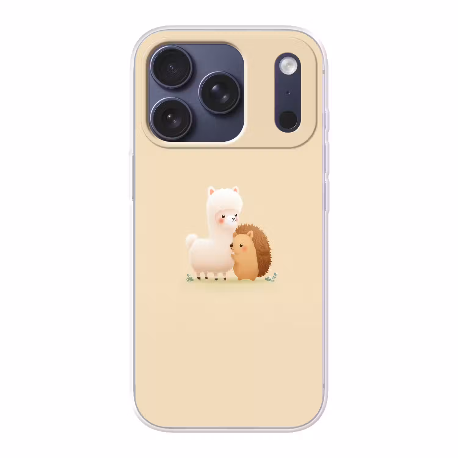 Alpaca - Egel - Bruin - Knuffelen Telefoonhoesje iPhone 17 Pro klein -3d