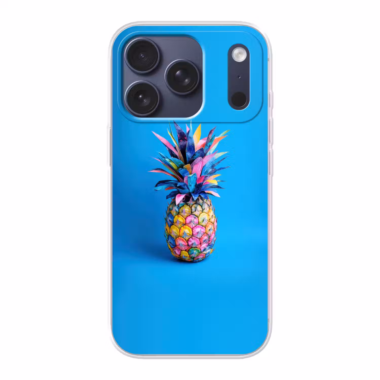Ananas - Blauw - Tropisch - Vrolijk Telefoonhoesje iPhone 17 Pro klein -3d