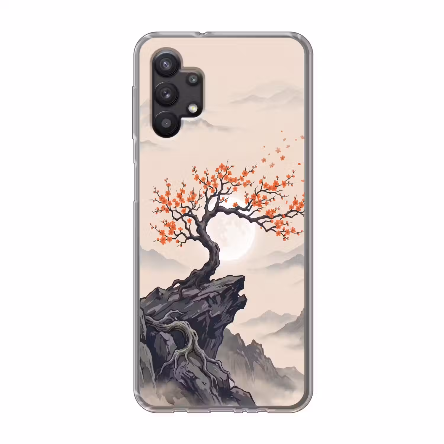 Aziatisch - Bloesem - Rood Telefoonhoesje Samsung Galaxy A32 5G klein -3d
