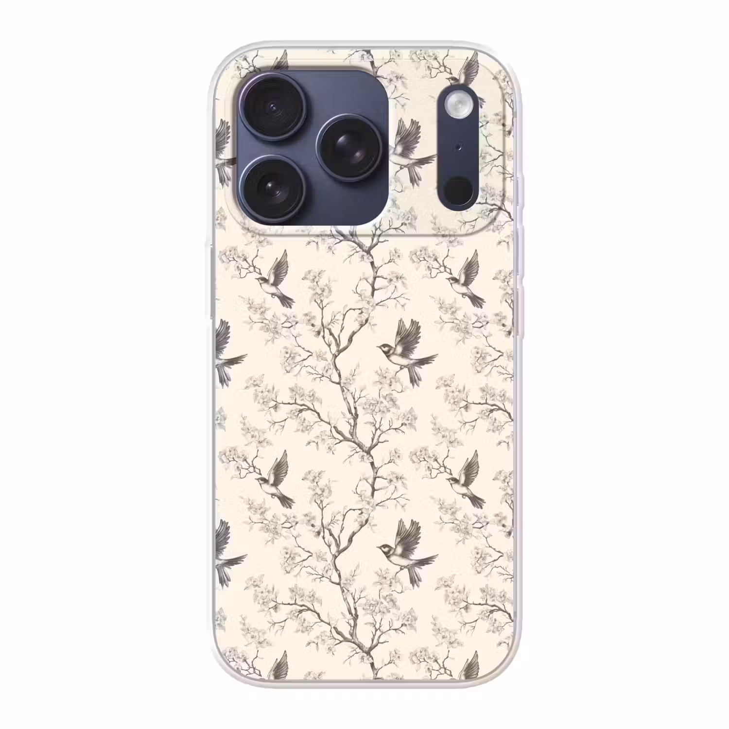 Takken - Vogels - Beige Telefoonhoesje iPhone 17 Pro klein 878 -3d