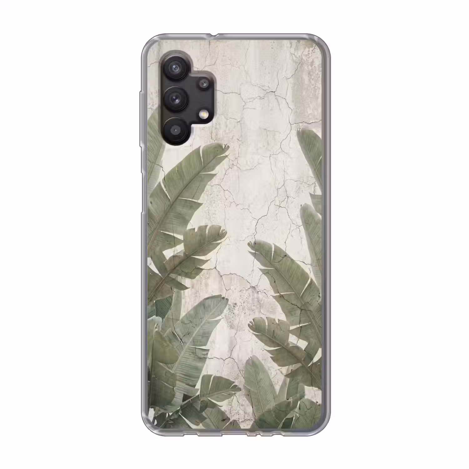 Bananenbladeren - Beton - Groen Telefoonhoesje Samsung Galaxy A32 5G klein -3d